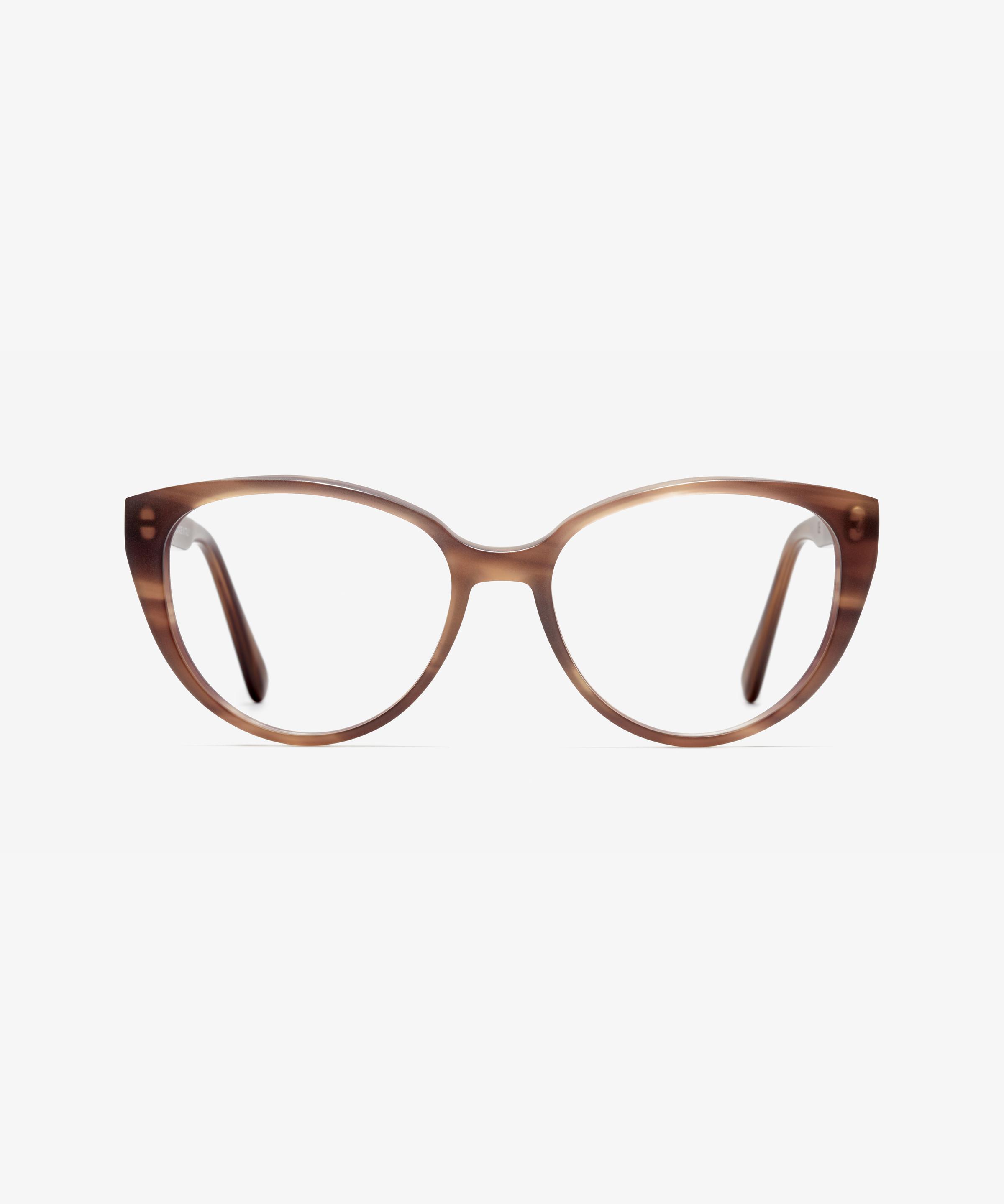 Front-Bild der Brille The Cheerful in Farbe Horn Brown und Grösse Schmal