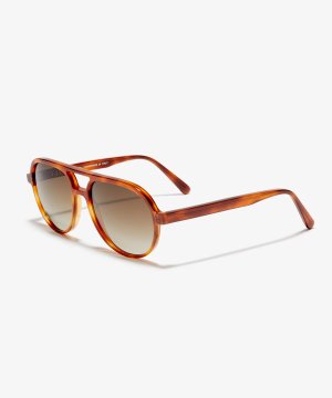 Image Angle de la paire de lunettes de soleil The Alpha en couleur Light Havana et taille Large