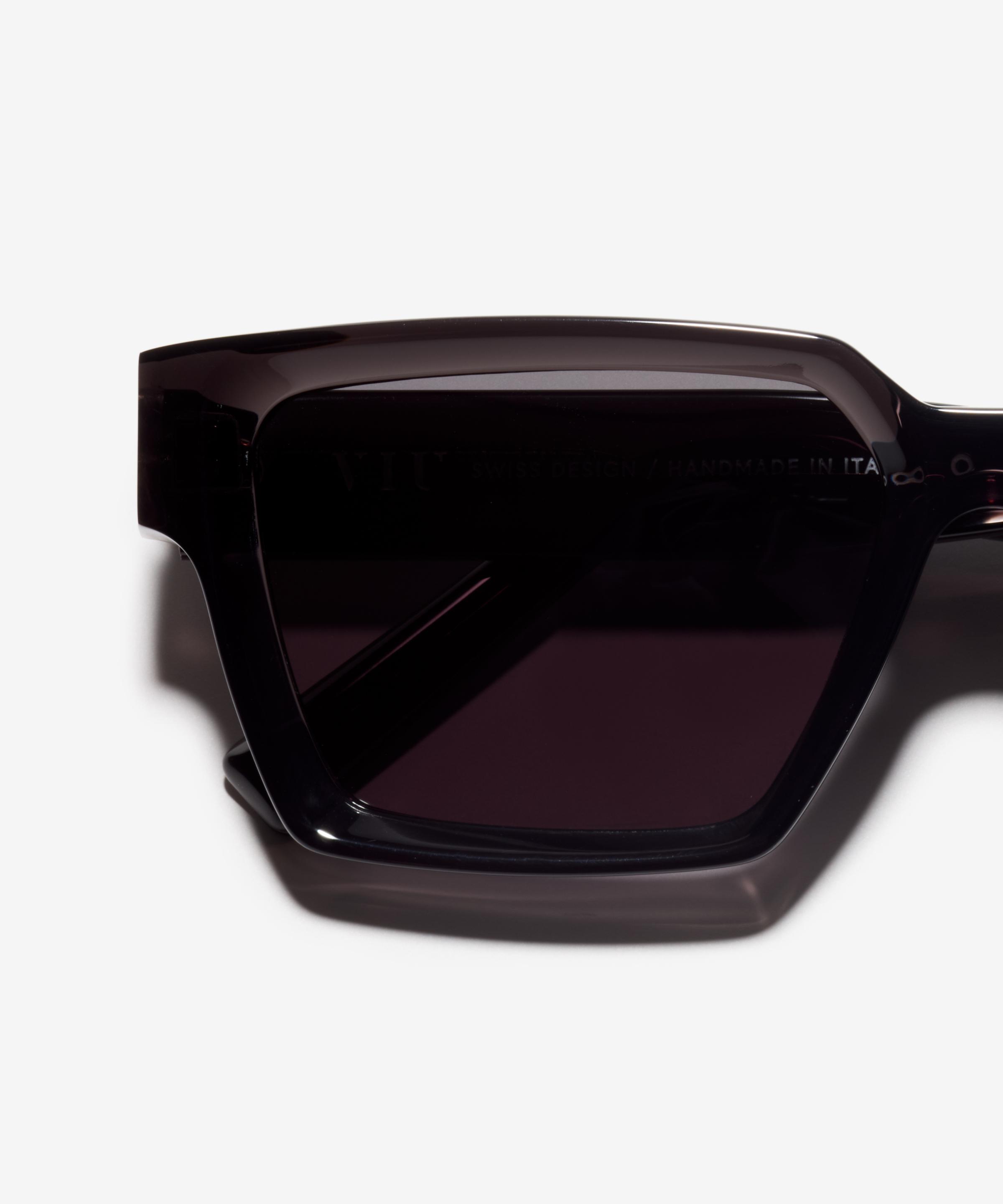 Detail image of the sunglasses The Savage in colour Black Transparent and size Wide