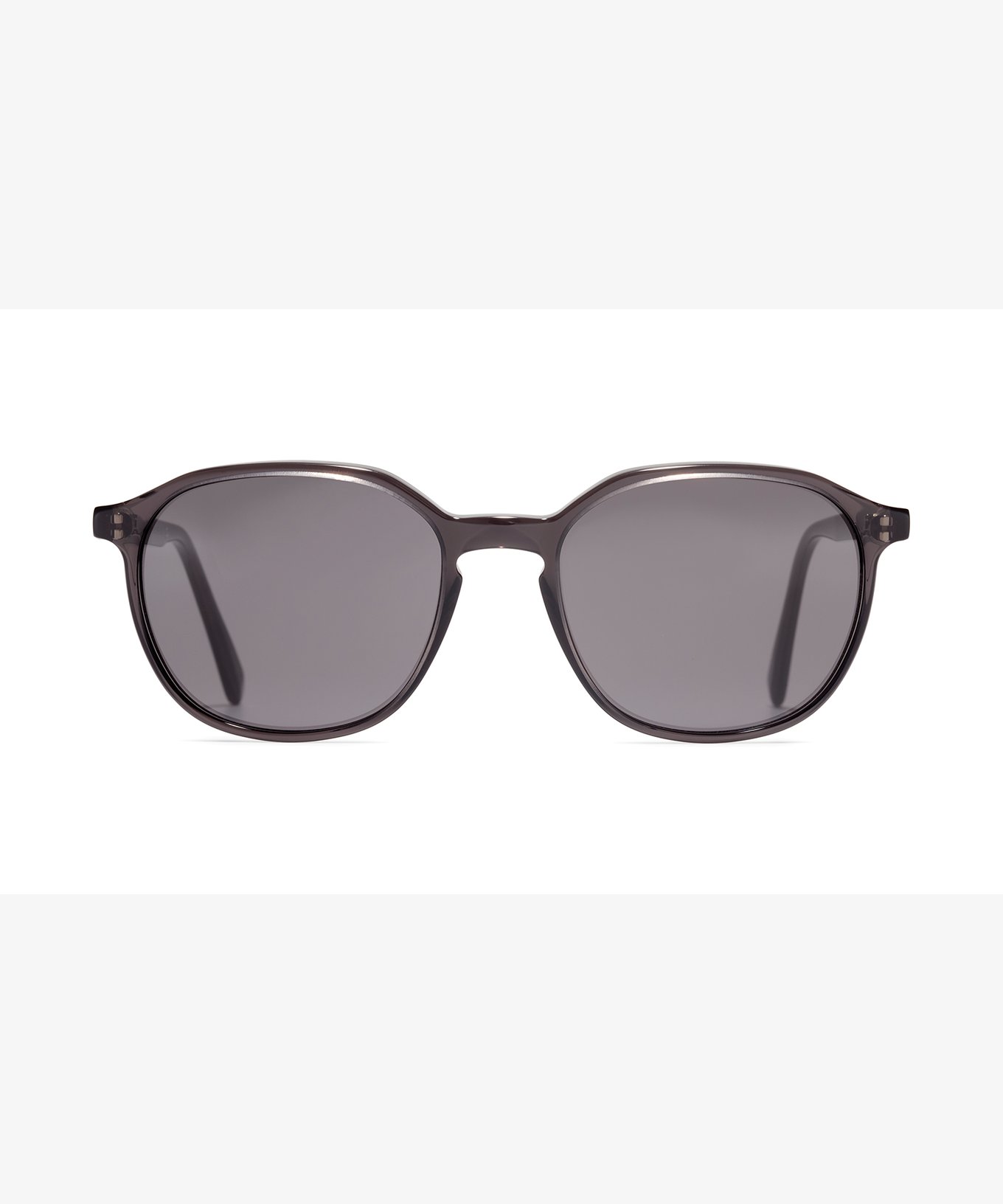Front image of the sunglasses The Educated in colour Black Transparent and size Medium