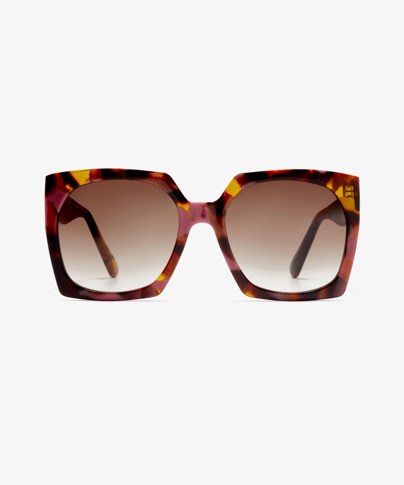 Image Face de la paire de lunettes de soleil The Daring en couleur Plum Tortoise et taille Moyens