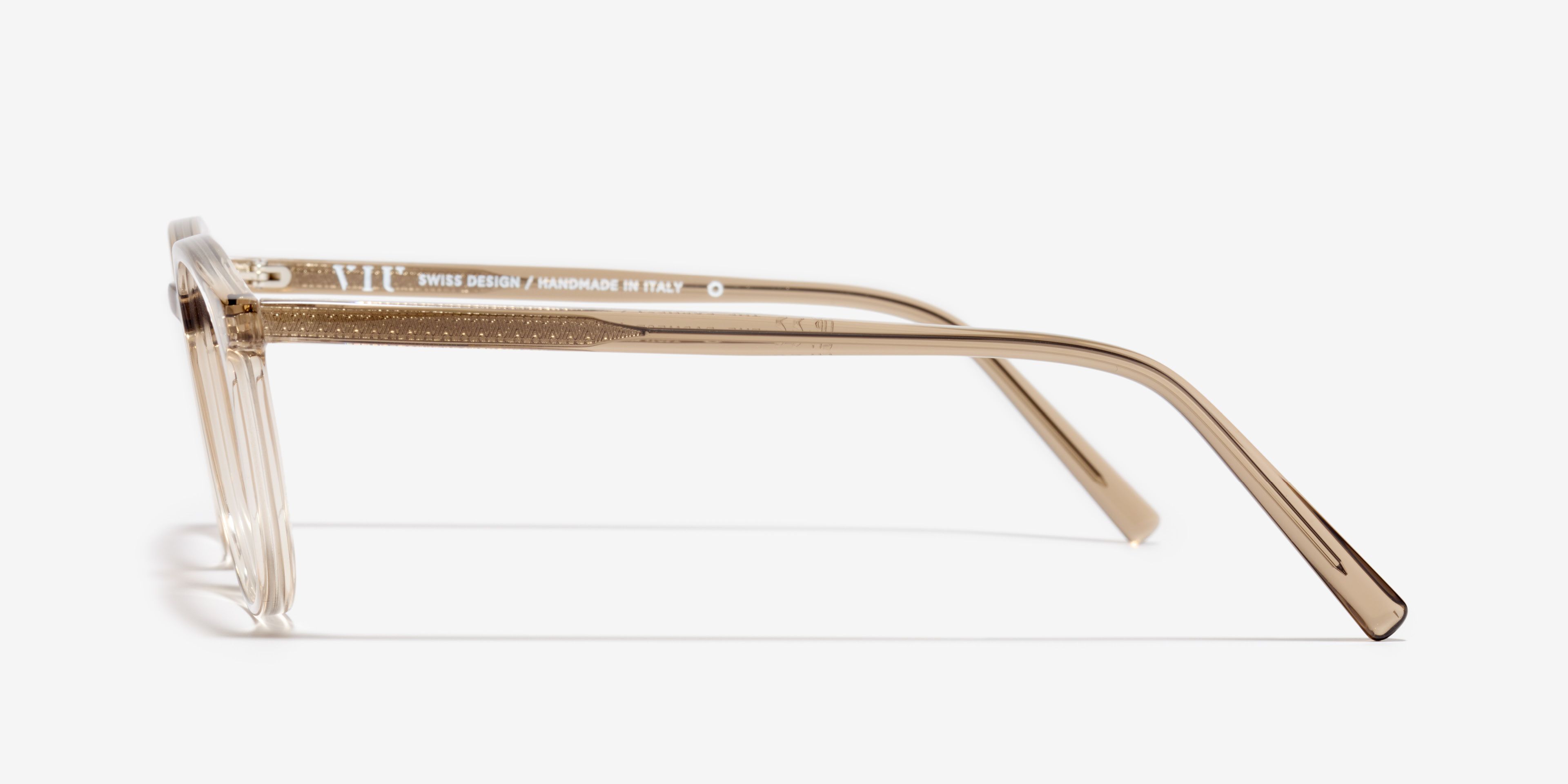 Seite-Bild der Brille The Earnest in Farbe Stone Grey Transparent und Grösse Mittel