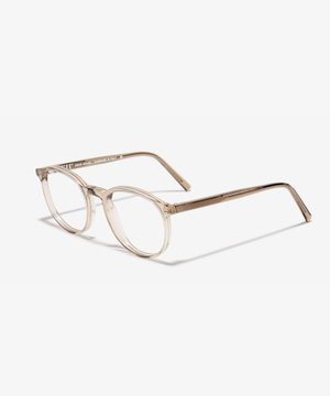 Schräg-Bild der Brille The Earnest in Farbe Stone Grey Transparent und Größe Mittel