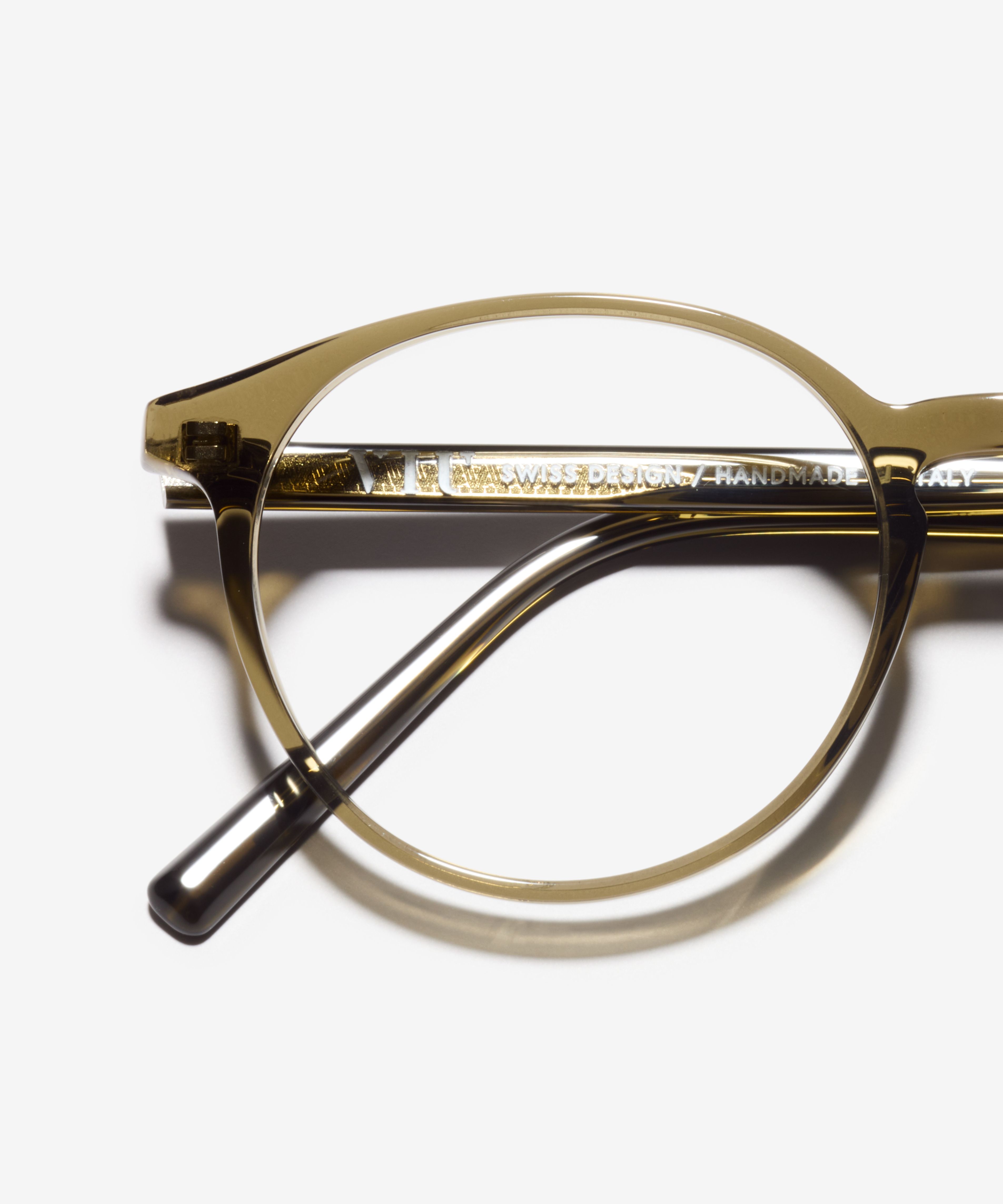 Detail-Bild der Brille The Dapper in Farbe Khaki und Größe Breit