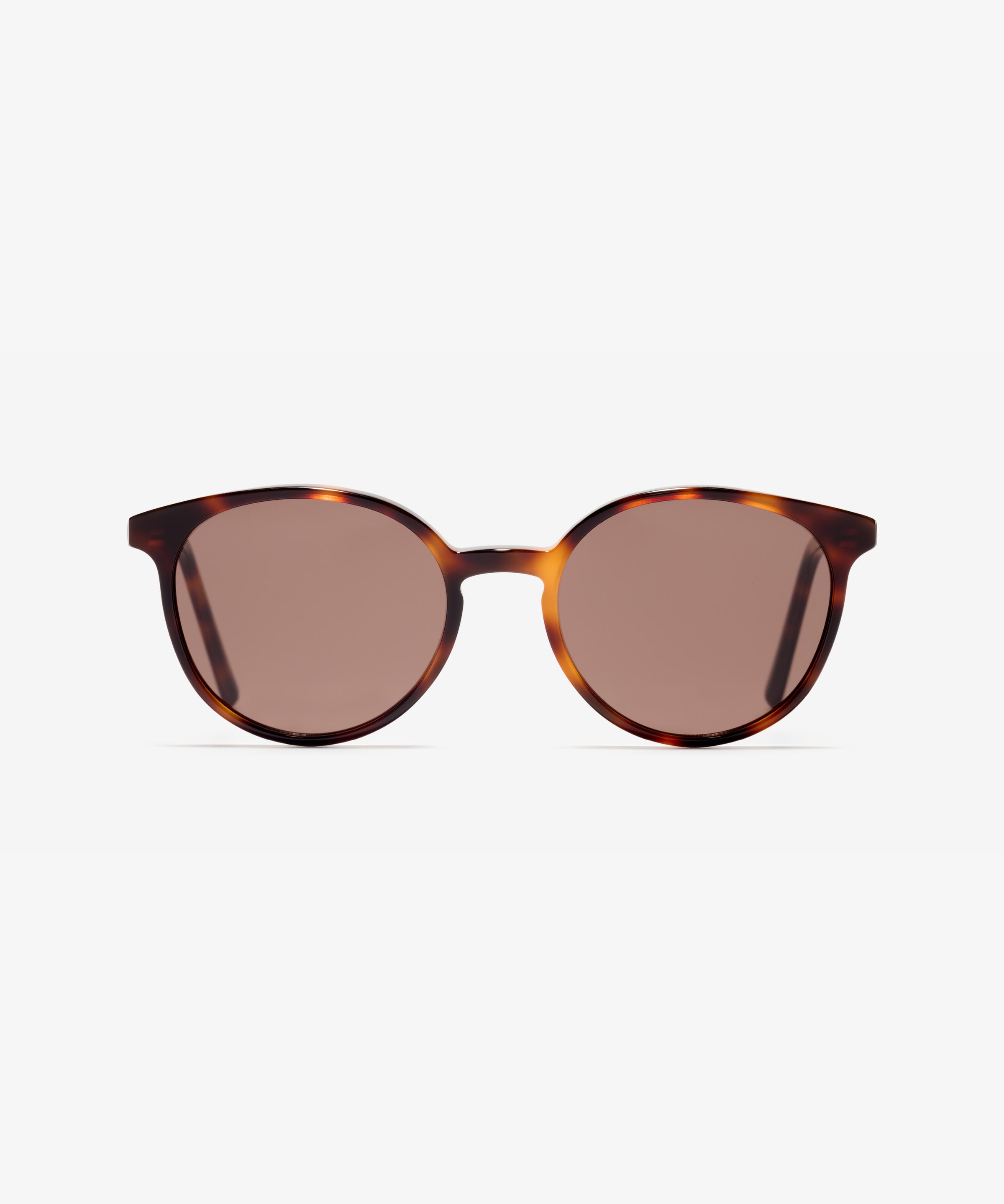 Front-Bild der Sonnenbrille The Academic in Farbe Cherrywood und Größe Schmal