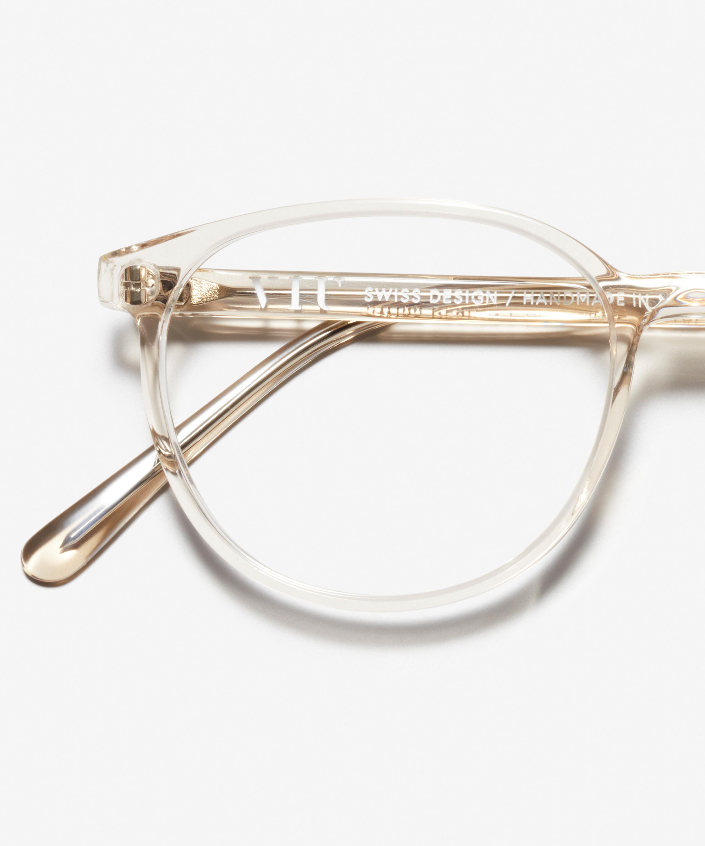 Detail-Bild der Brille The Academic in Farbe Ice Transparent und Größe Schmal