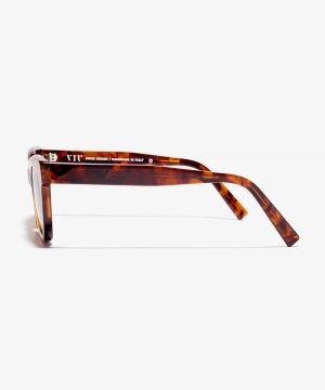 Seite-Bild der Sonnenbrille The Shade in Farbe Wood Havana und Größe Breit