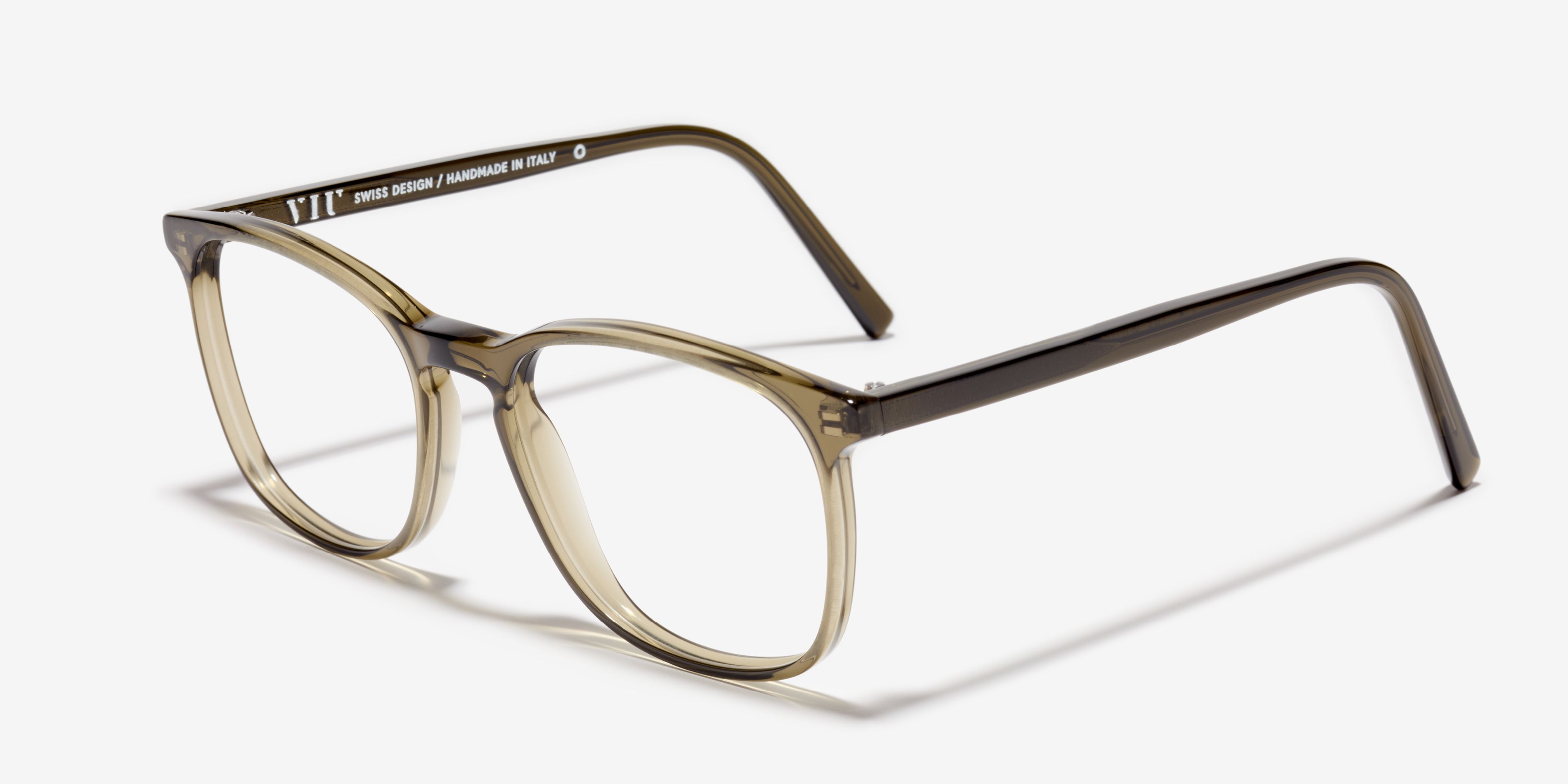 Schräg-Bild der Brille The Polite in Farbe Khaki und Größe Mittel