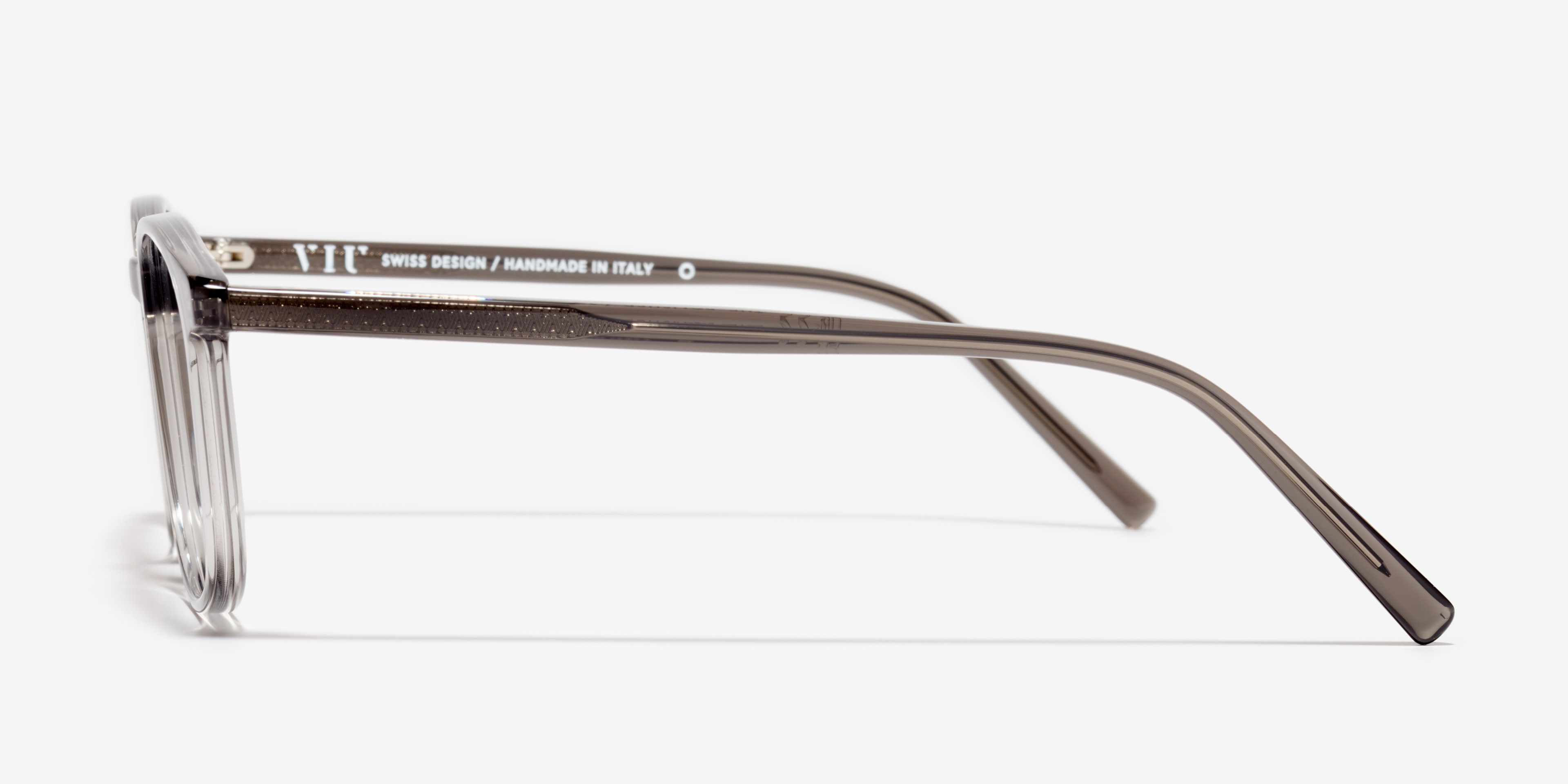 Side image of the frame The Polished in colour Smoke and size Wide