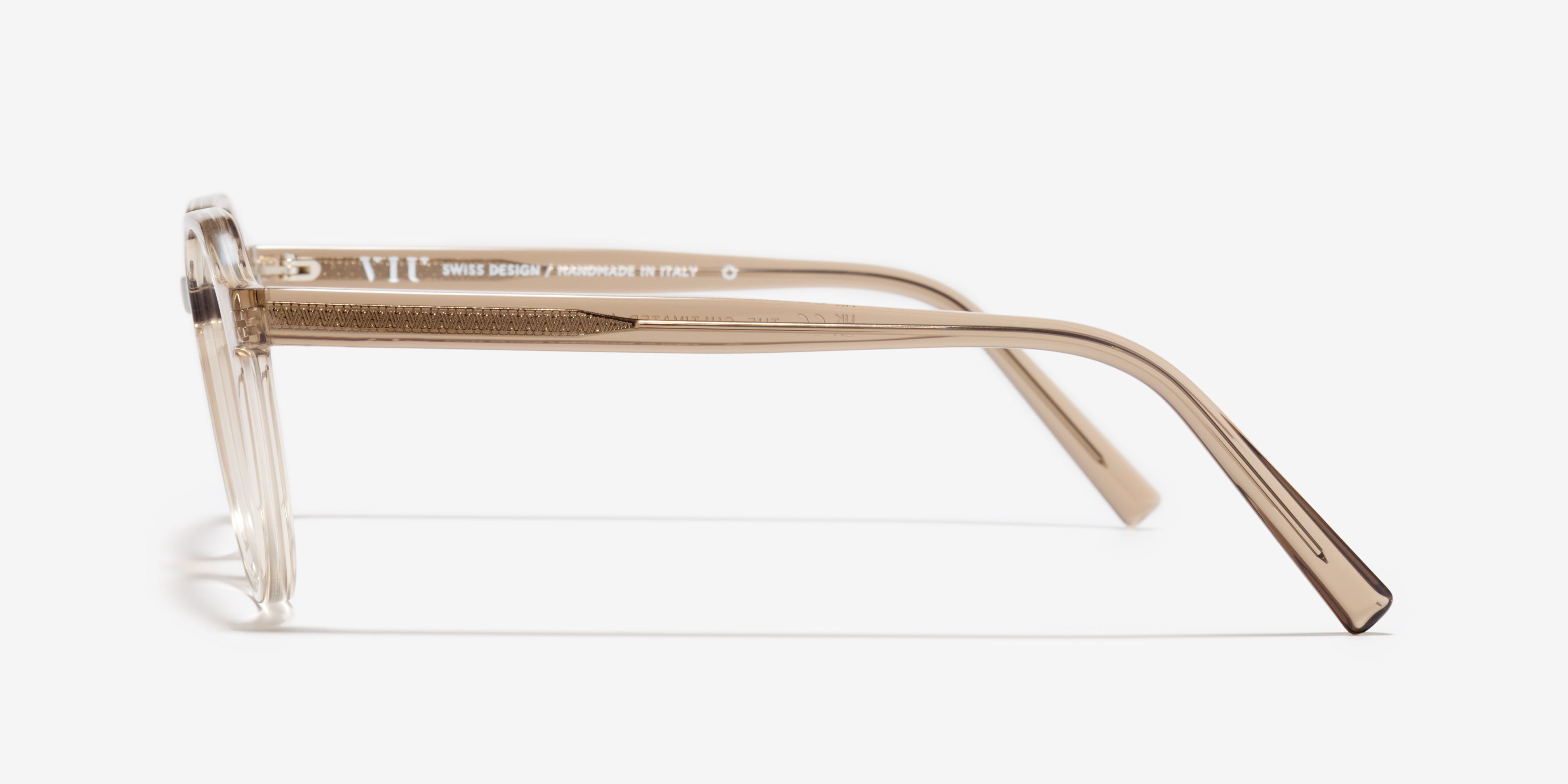 Side image of the frame The Cultivated in colour Stone Grey Transparent and size Medium