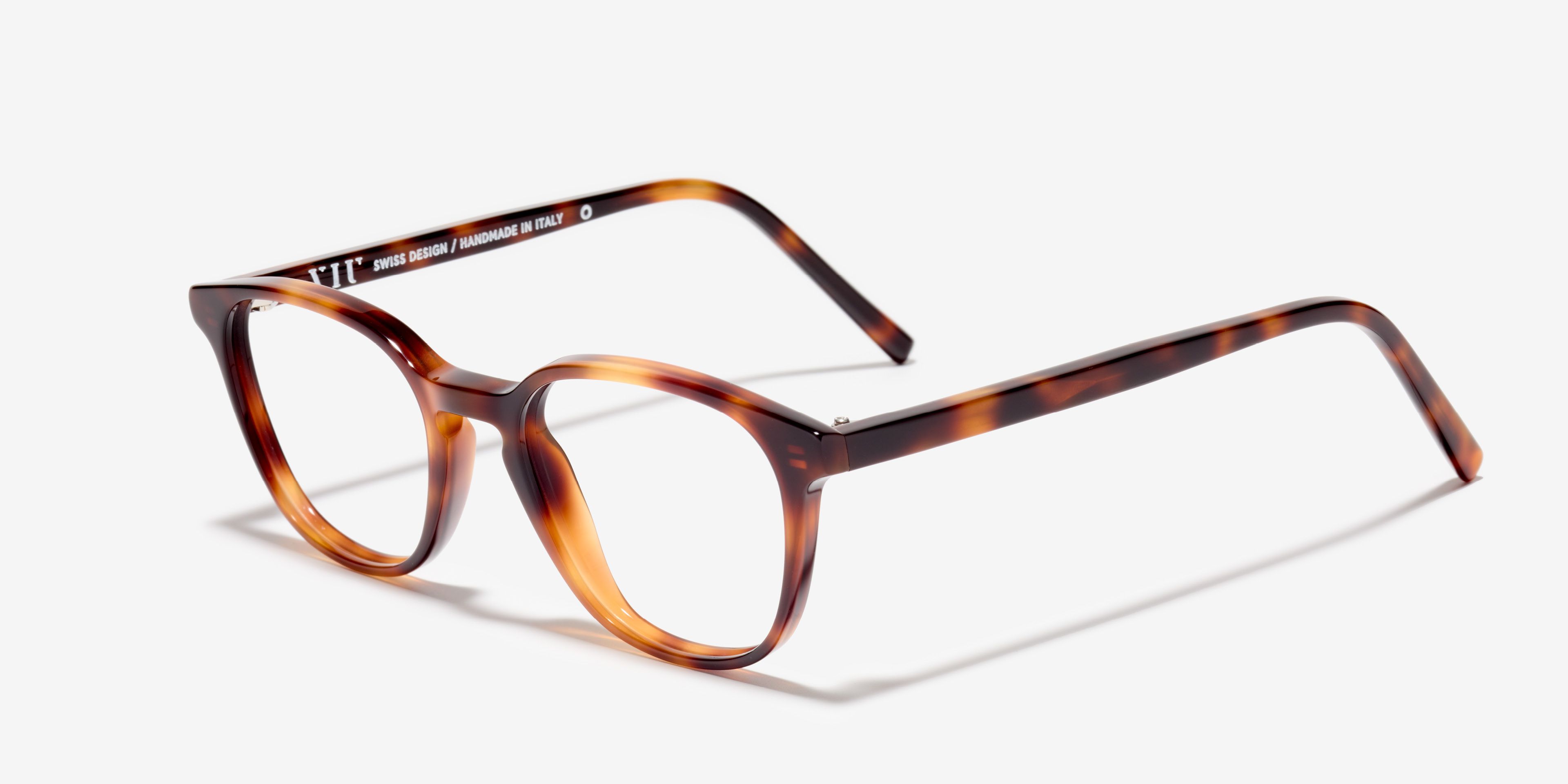Schräg-Bild der Brille The Simple in Farbe Cherrywood und Größe Schmal