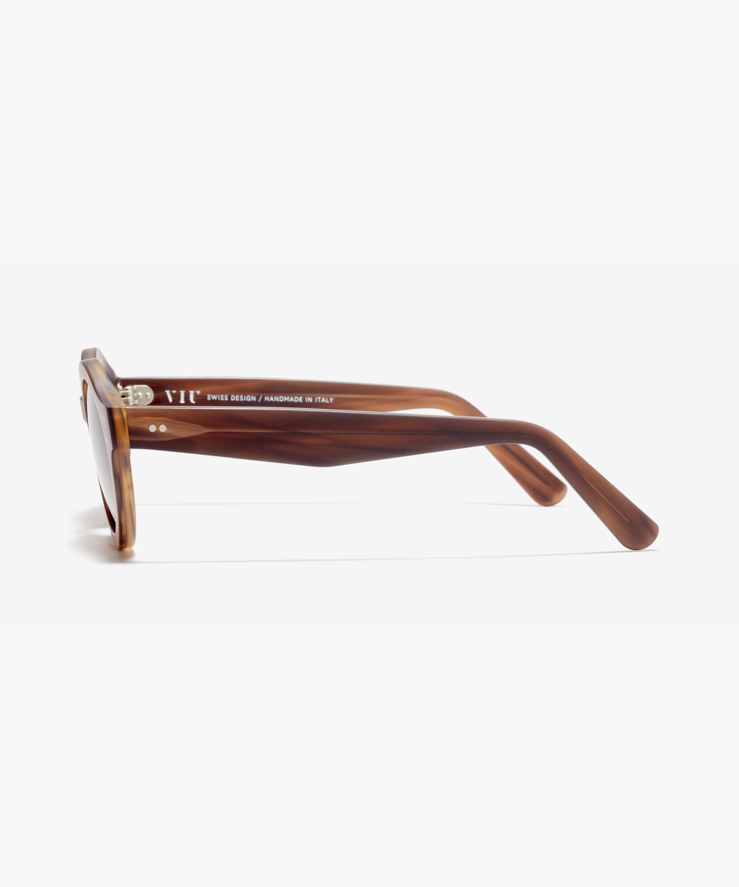 Seite-Bild der Sonnenbrille The Literary in Farbe Horn Brown und Größe Mittel
