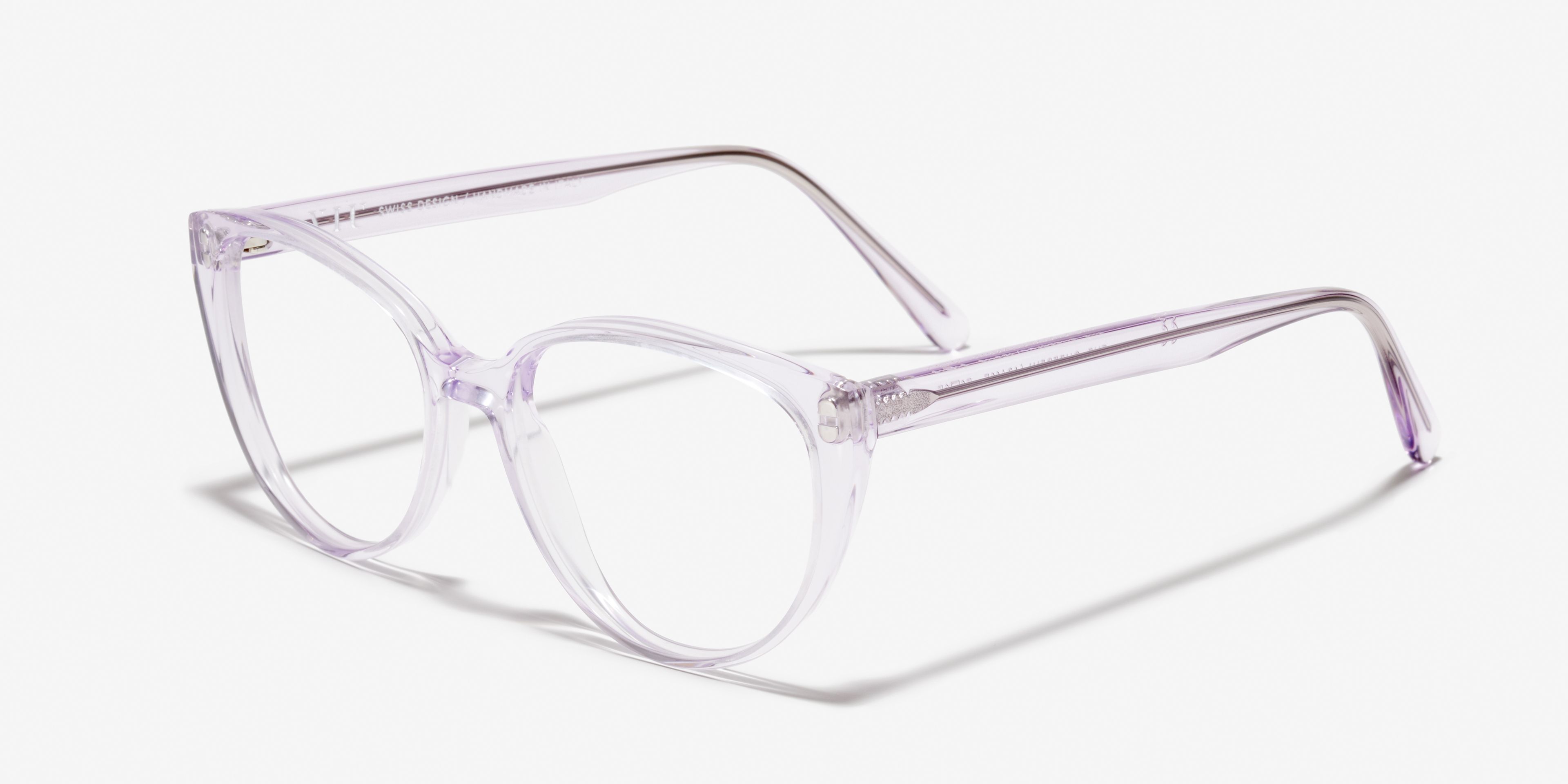 Schräg-Bild der Brille The Cheerful in Farbe Lilac und Grösse Schmal