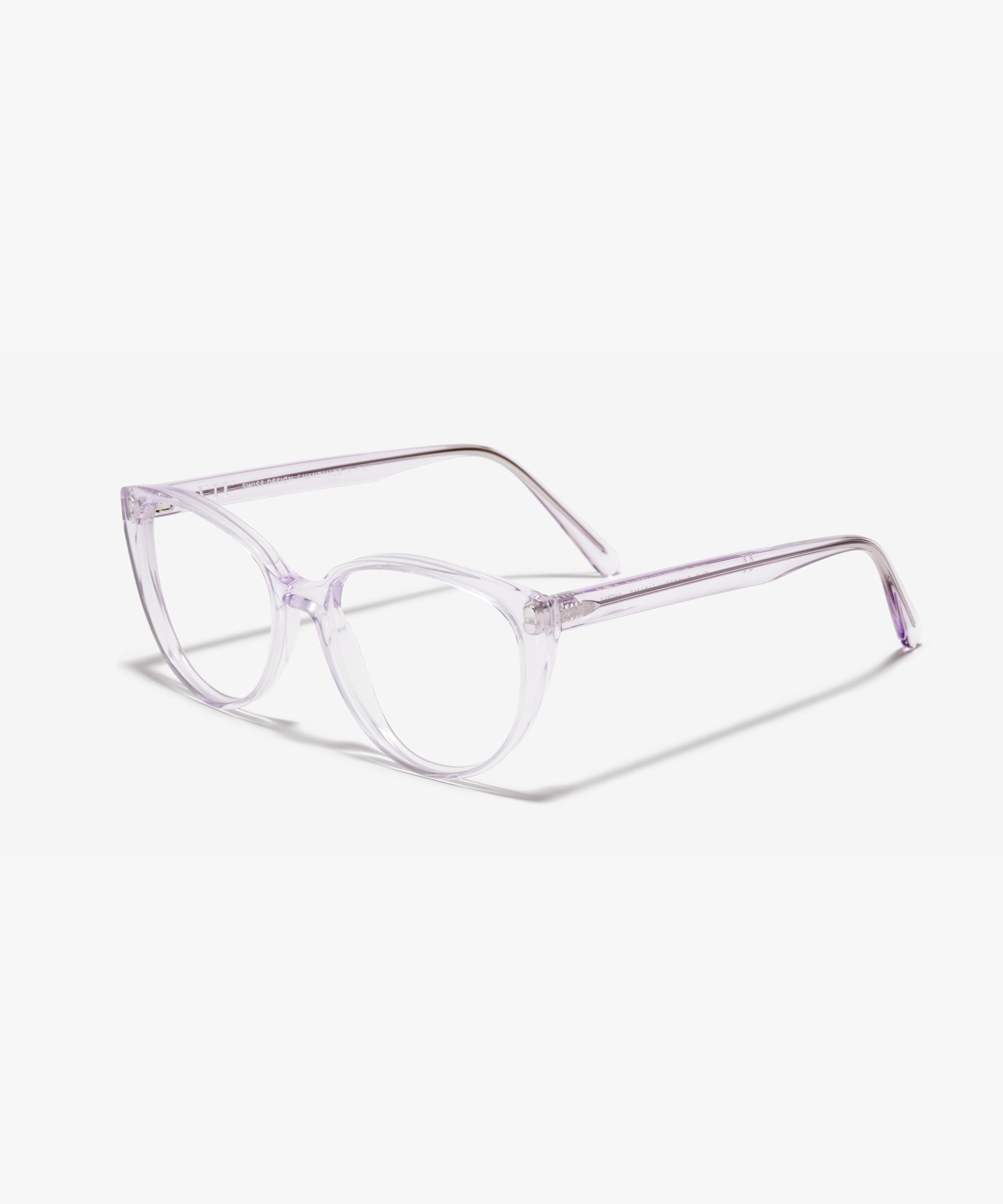 Schräg-Bild der Brille The Cheerful in Farbe Lilac und Grösse Schmal