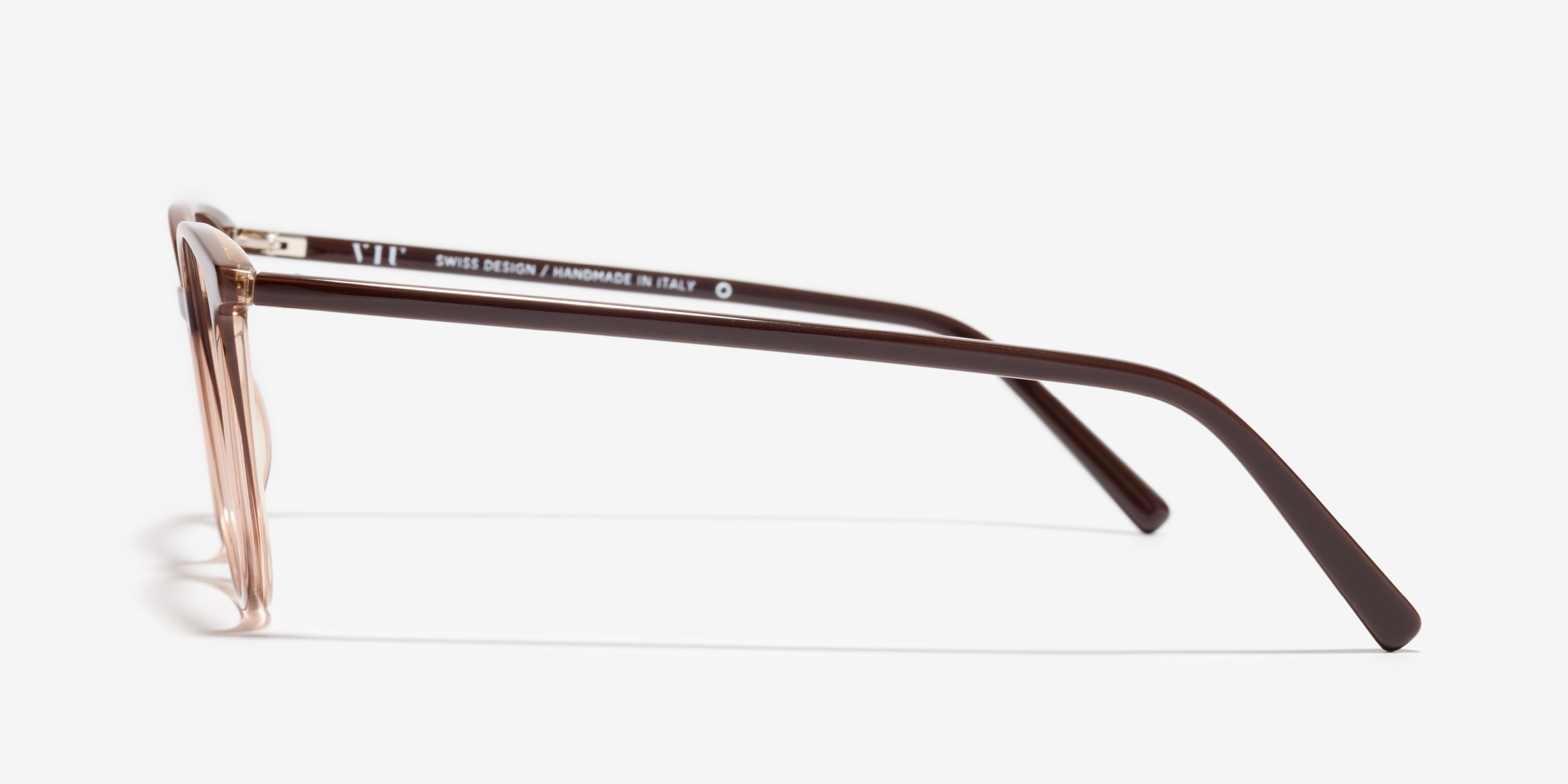 Seite-Bild der Brille The Honest in Farbe Dark Rum und Größe Mittel