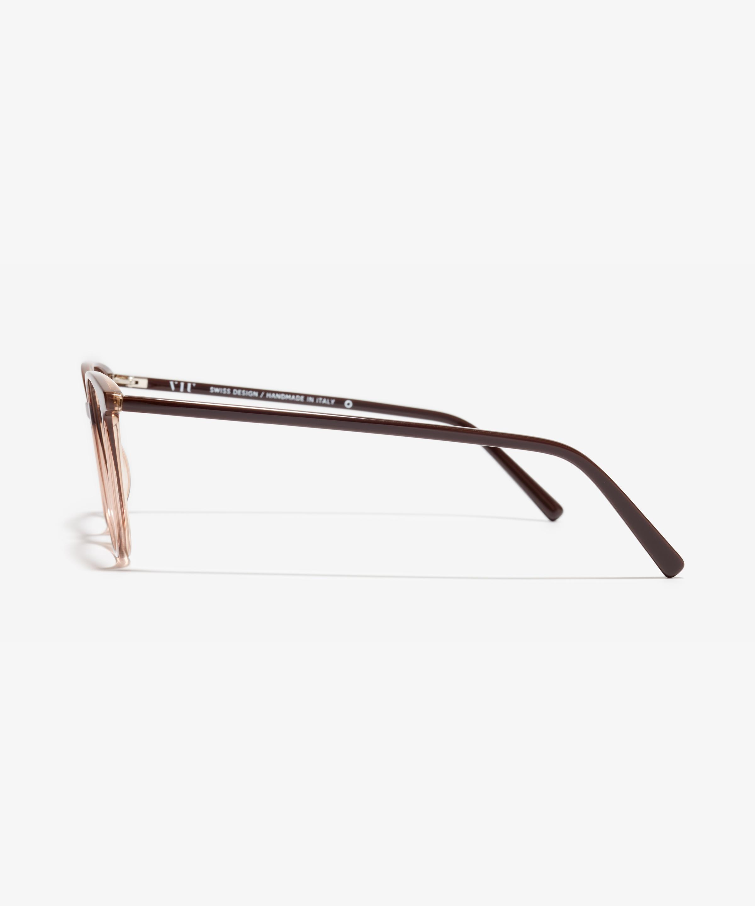 Seite-Bild der Brille The Honest in Farbe Dark Rum und Größe Mittel