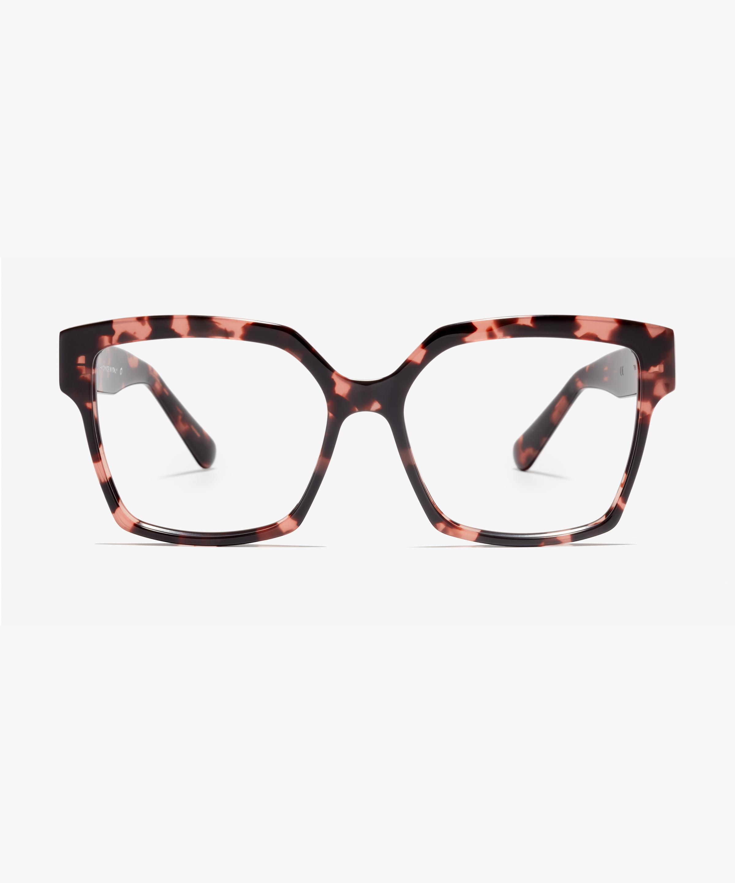 Front image of the frame The Royal in colour Pink Havana and size Wide