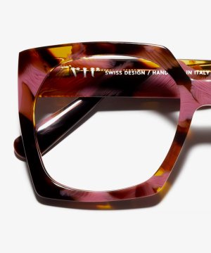 Detail image of the frame The Daring in colour Plum Tortoise and size Medium