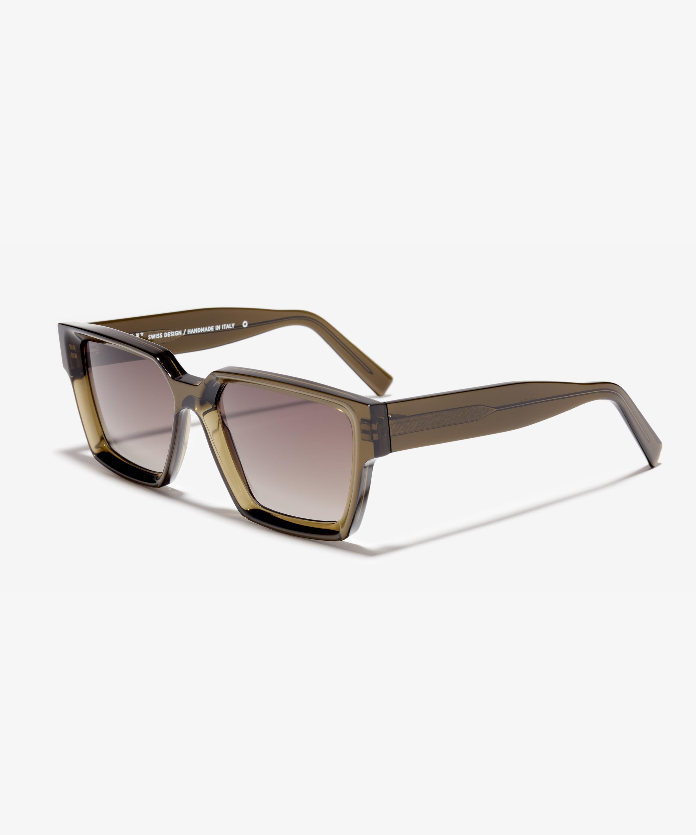 Schräg-Bild der Sonnenbrille The Savage in Farbe Khaki und Größe Breit