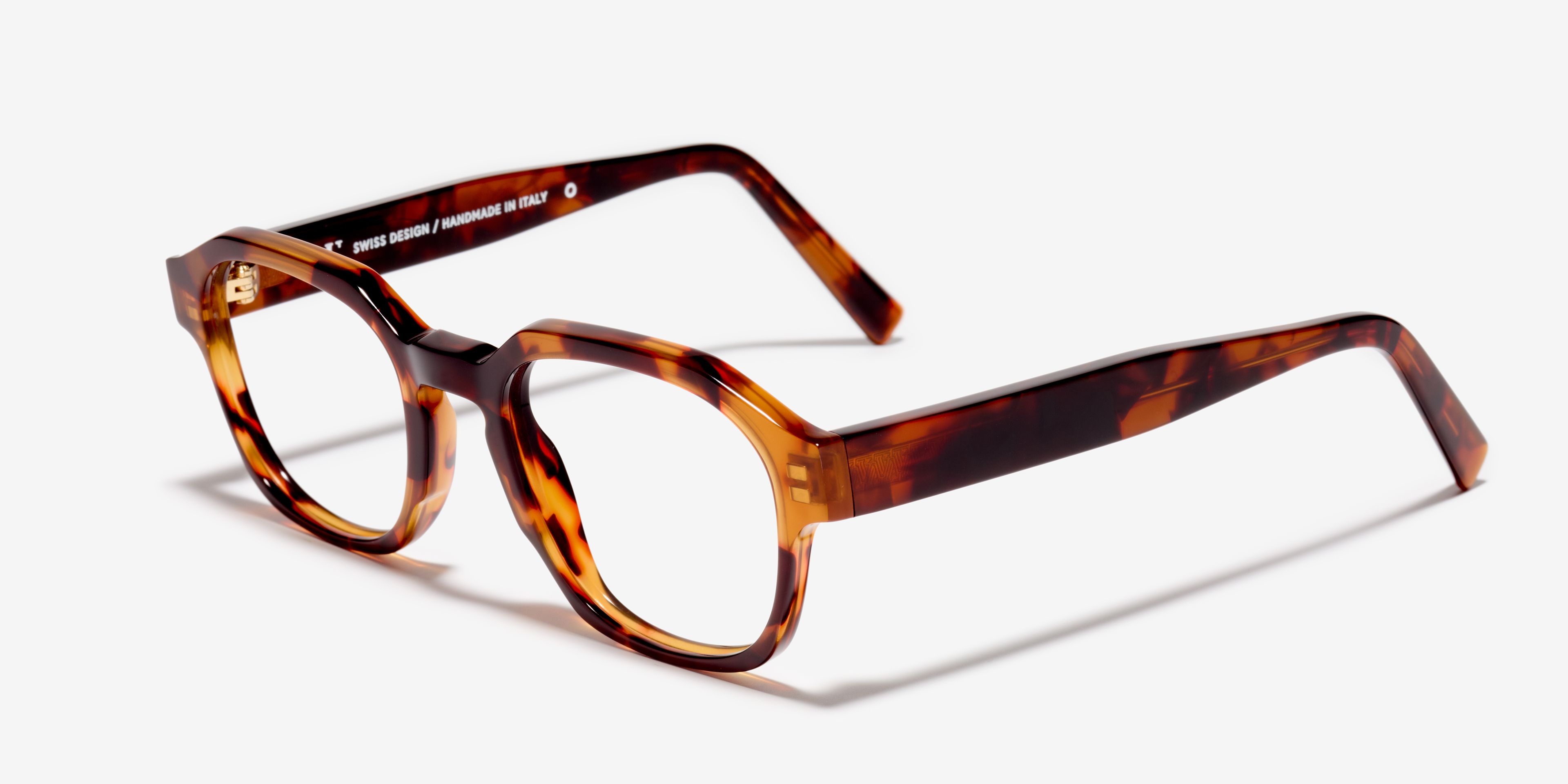 Schräg-Bild der Brille The Authentic in Farbe Wood Havana und Größe Mittel