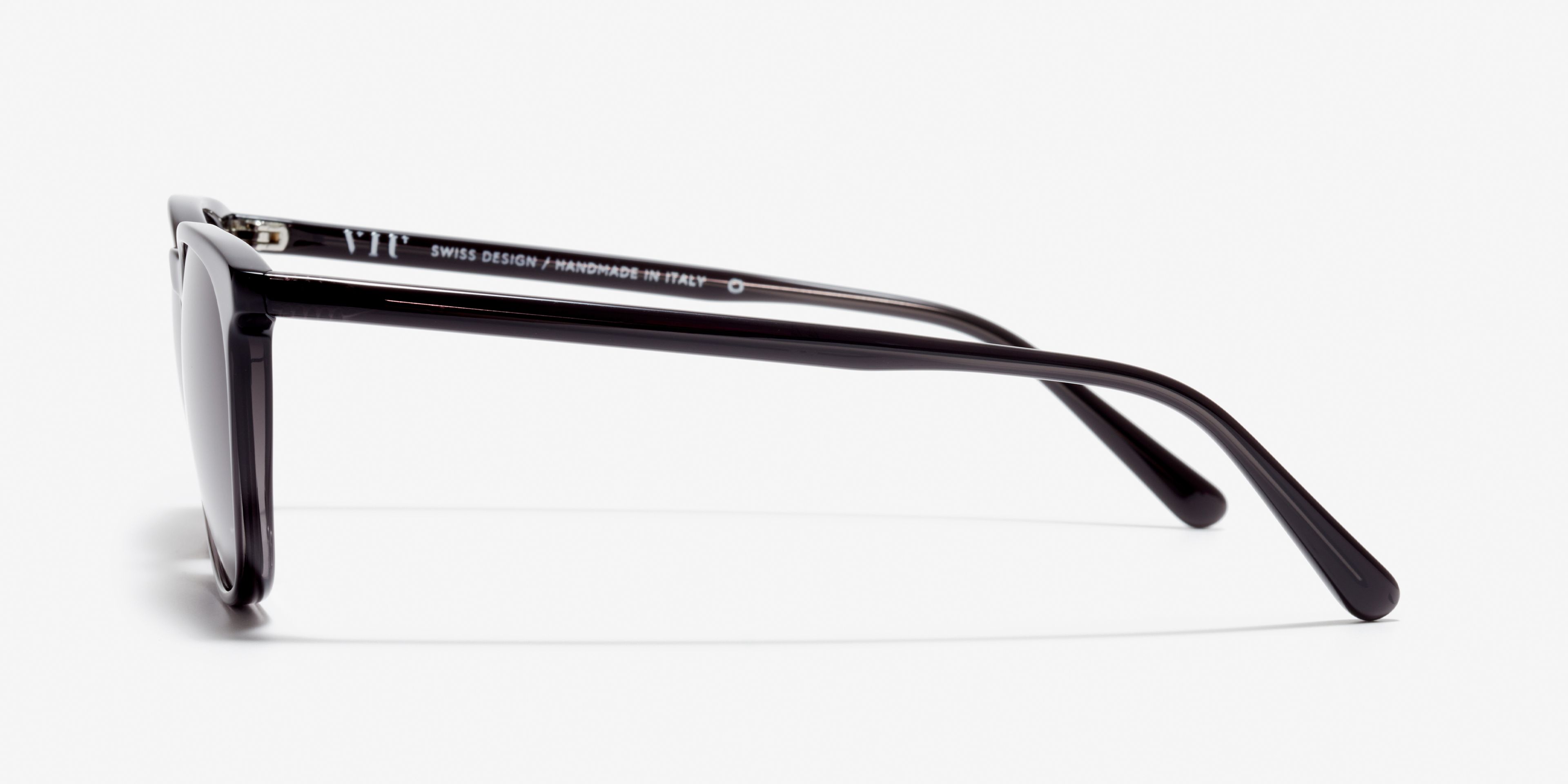 Side image of the sunglasses The Formal in colour Black Transparent and size Medium