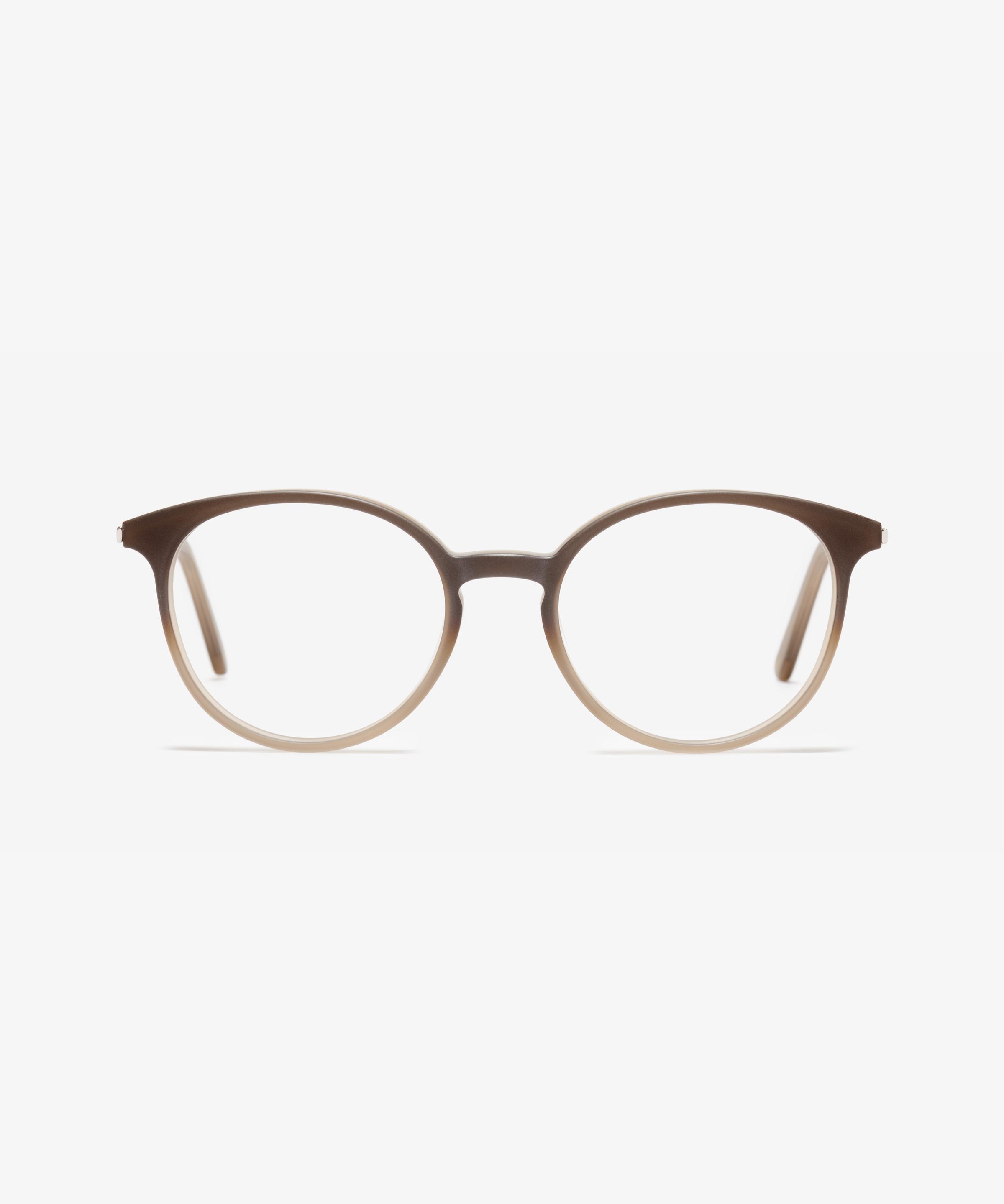 Front-Bild der Brille The Academic in Farbe Ash Brown und Größe Schmal