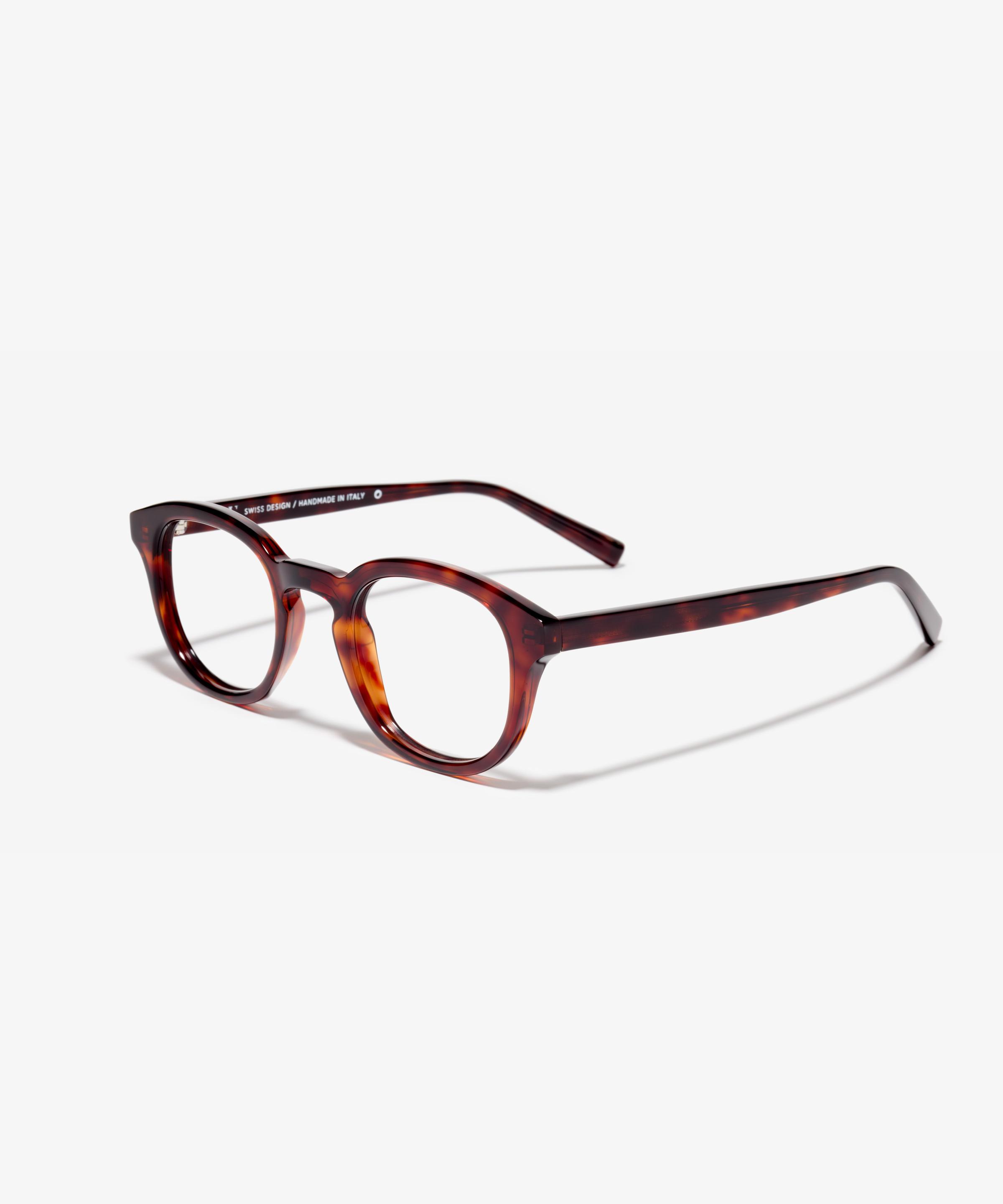 Schräg-Bild der Brille The Origin in Farbe Tortoise und Grösse Schmal