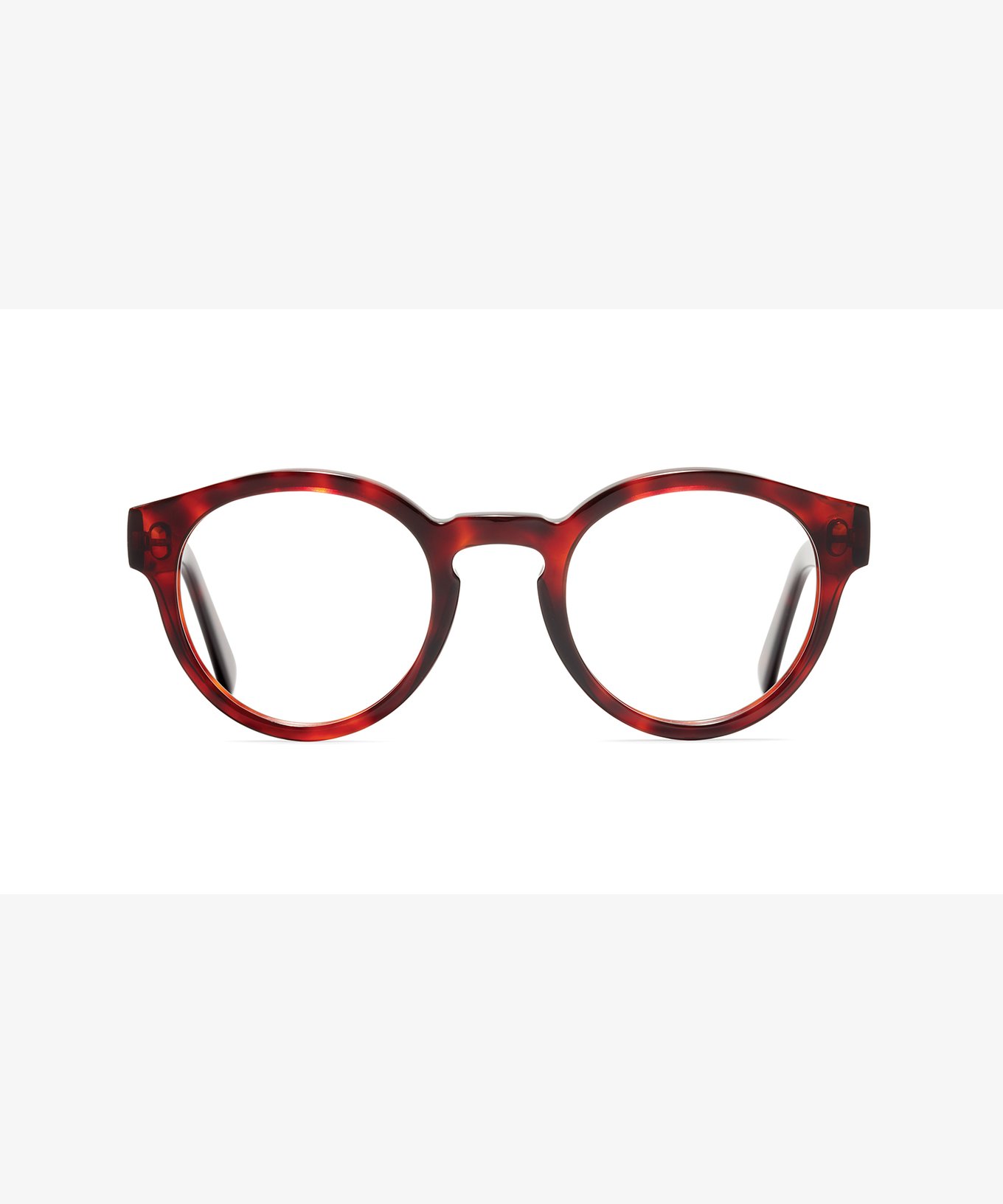 Front image of the frame The Definite in colour Red Havana and size Medium