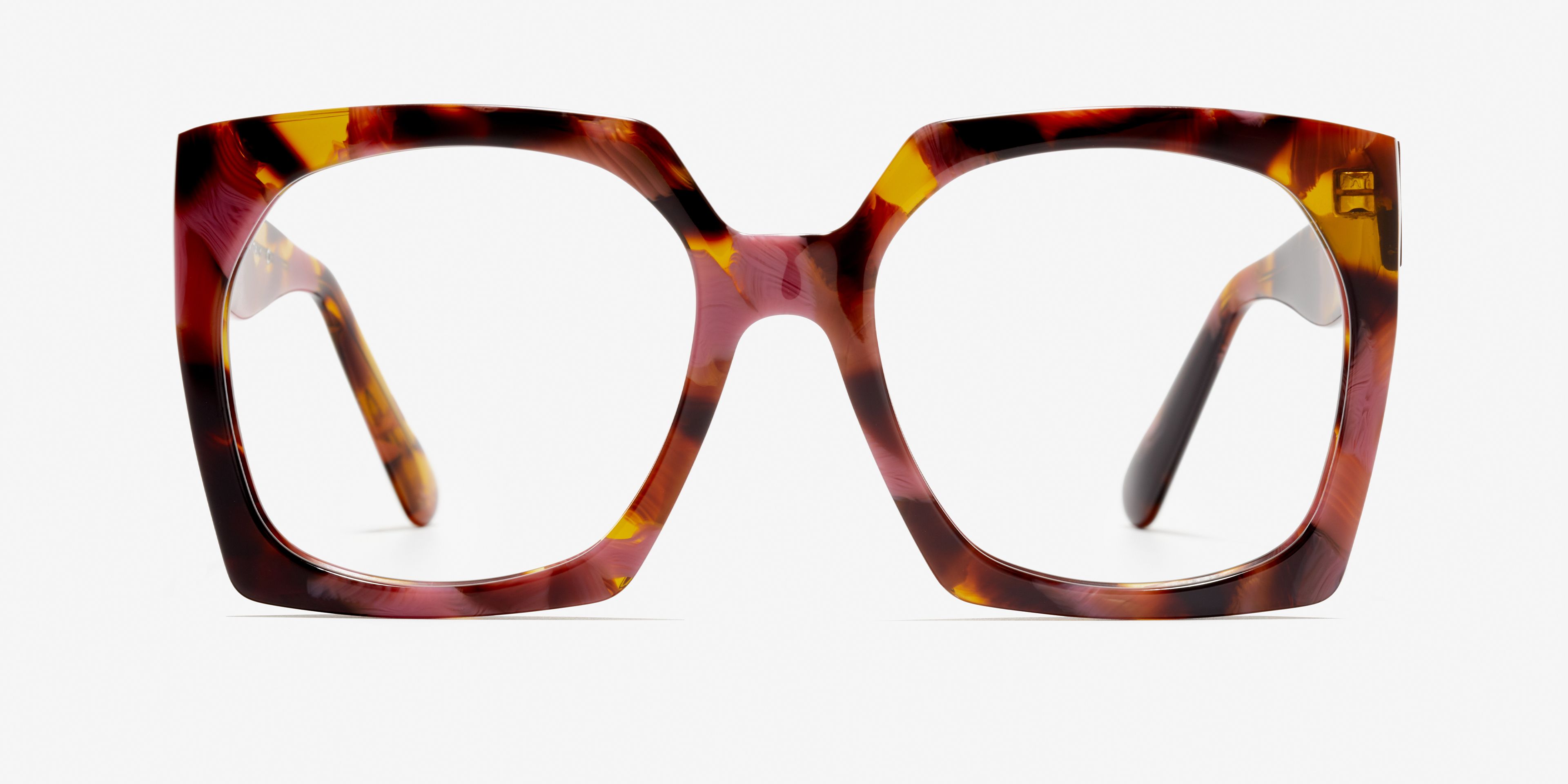 Front image of the frame The Daring in colour Plum Tortoise and size Medium