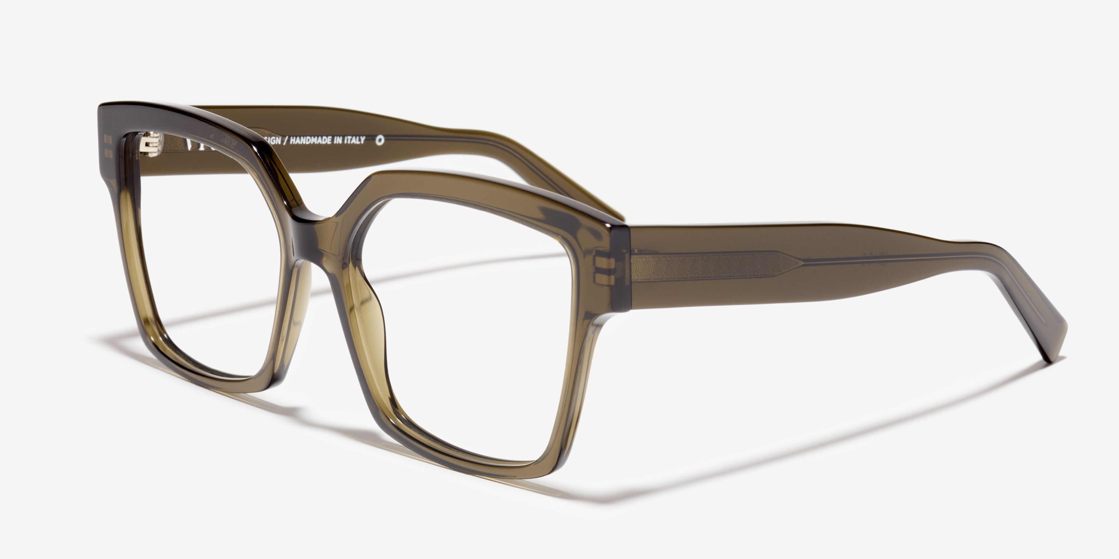 Schräg-Bild der Brille The Royal in Farbe Khaki und Größe Breit