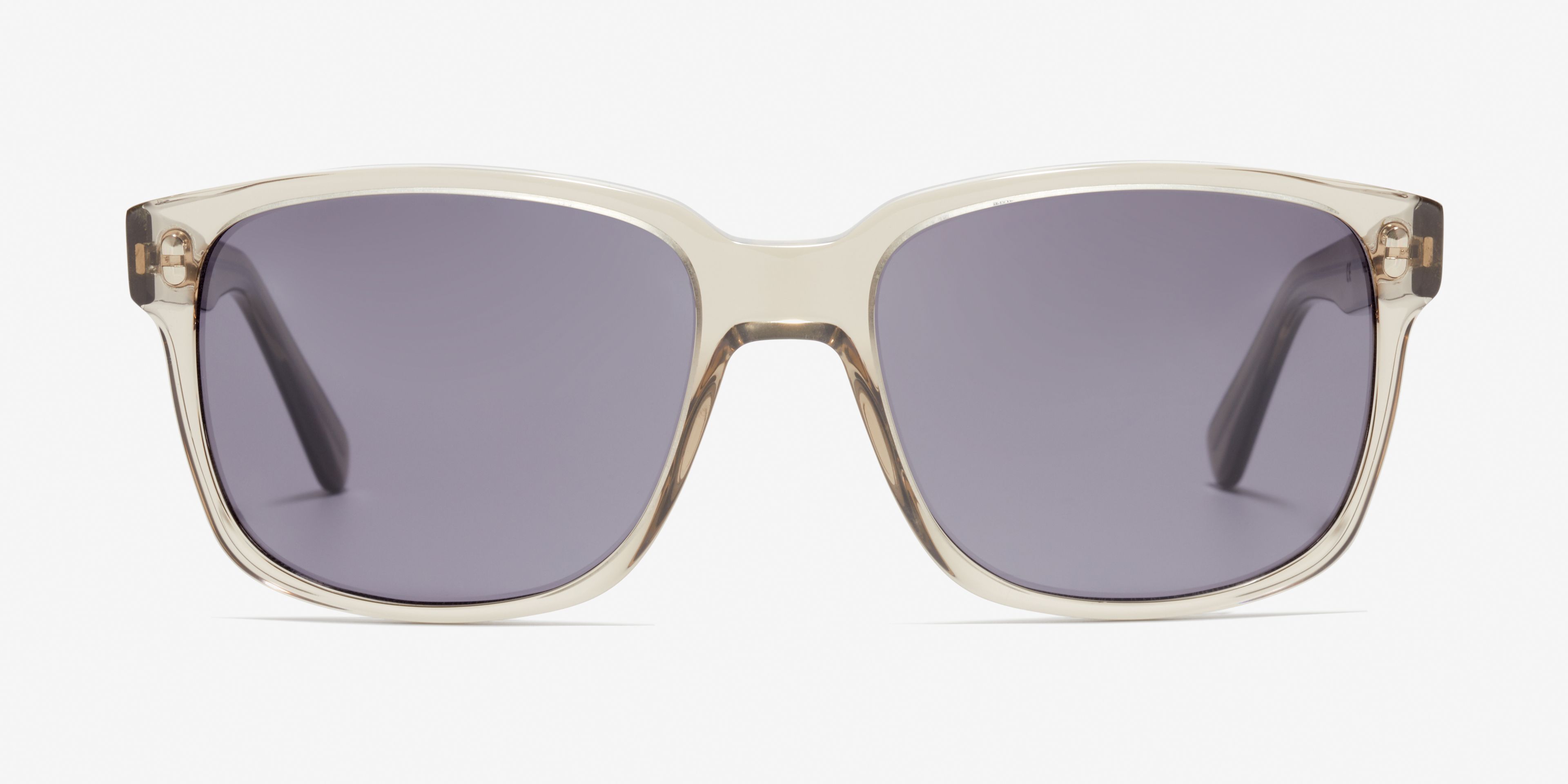 Image Face de la paire de lunettes de soleil The Rational en couleur Stone Grey Transparent et taille Large