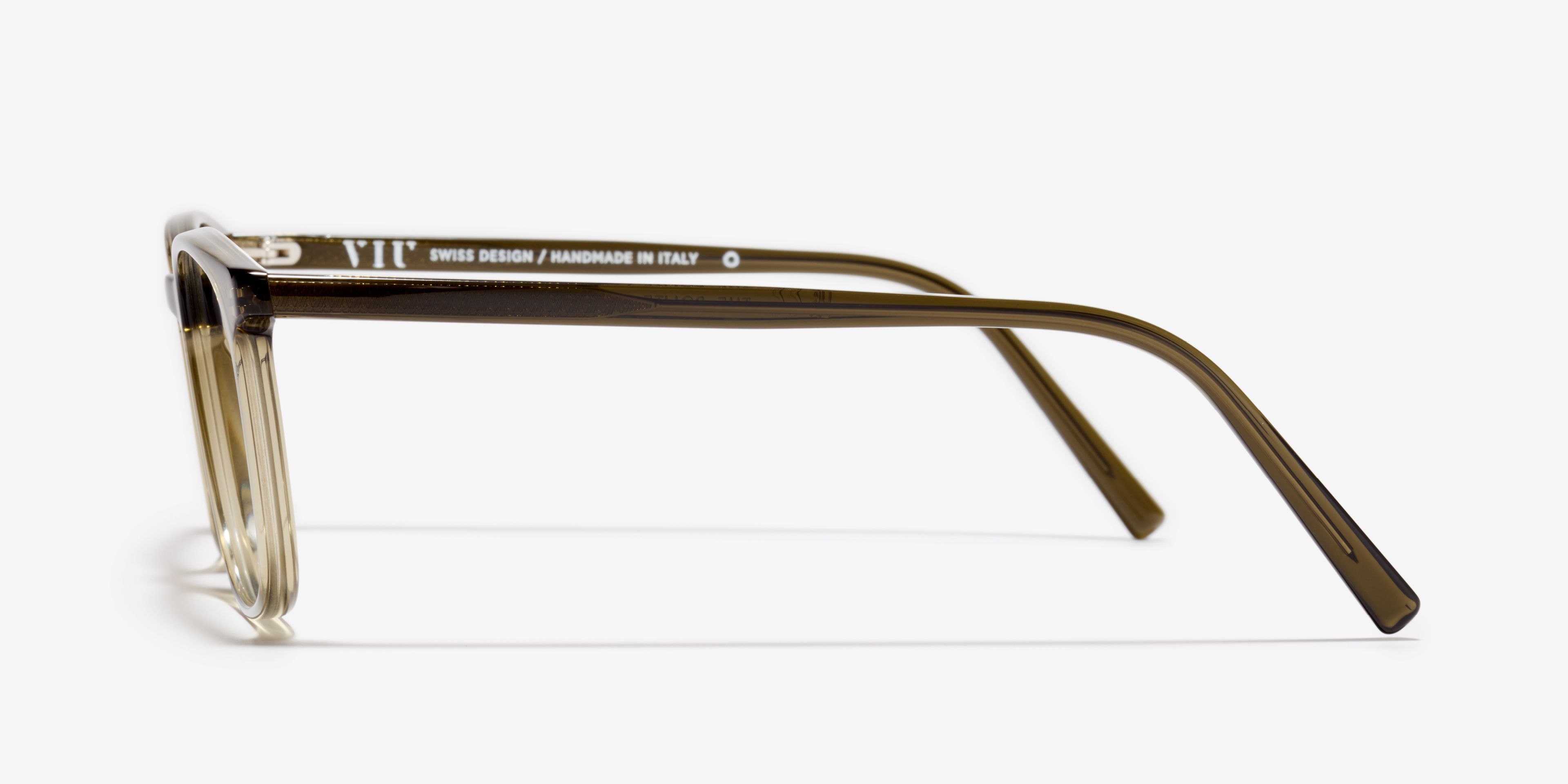 Seite-Bild der Brille The Polite in Farbe Khaki und Größe Mittel