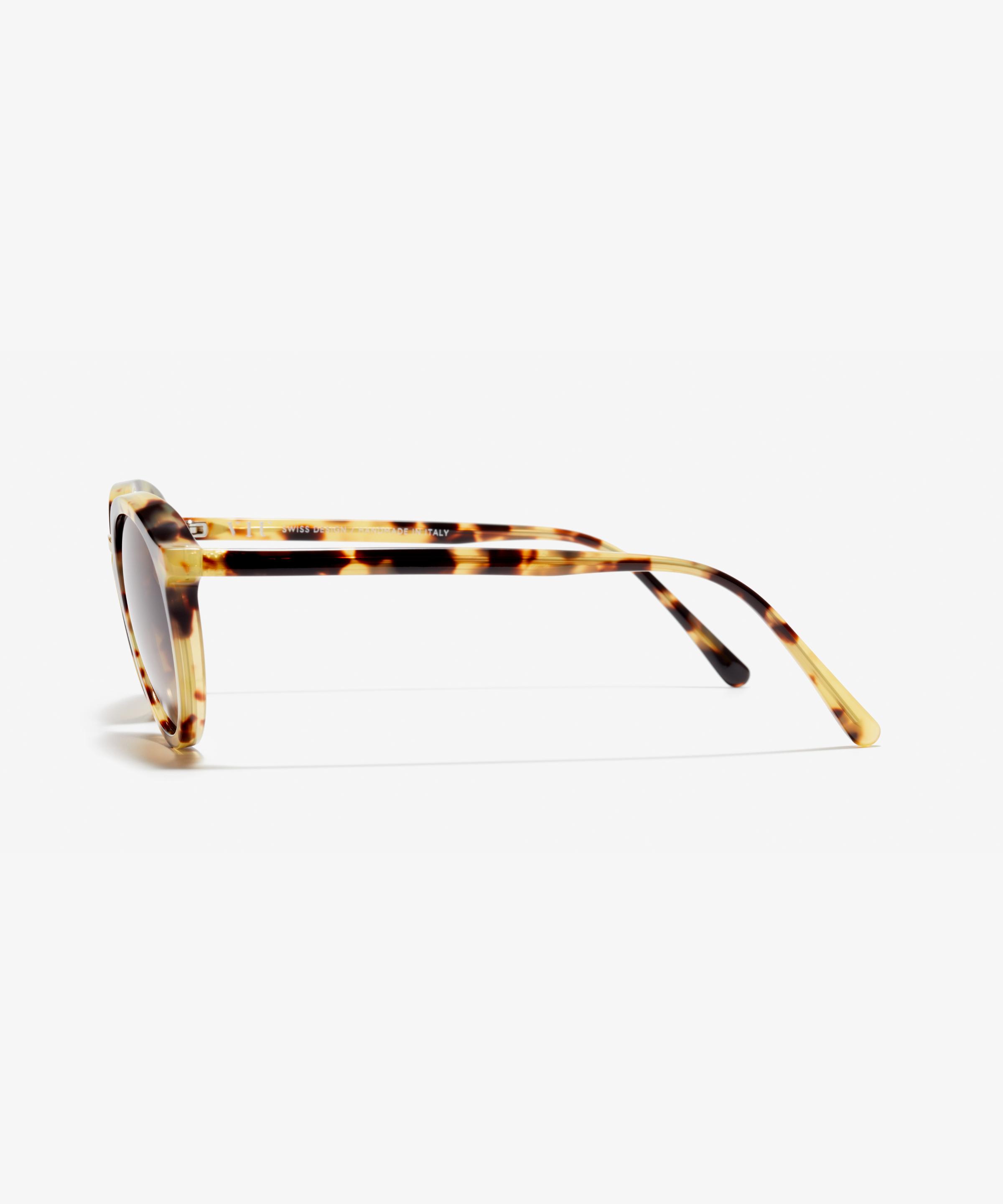 Side image of the sunglasses The Author in colour Gold Tortoise and size Medium