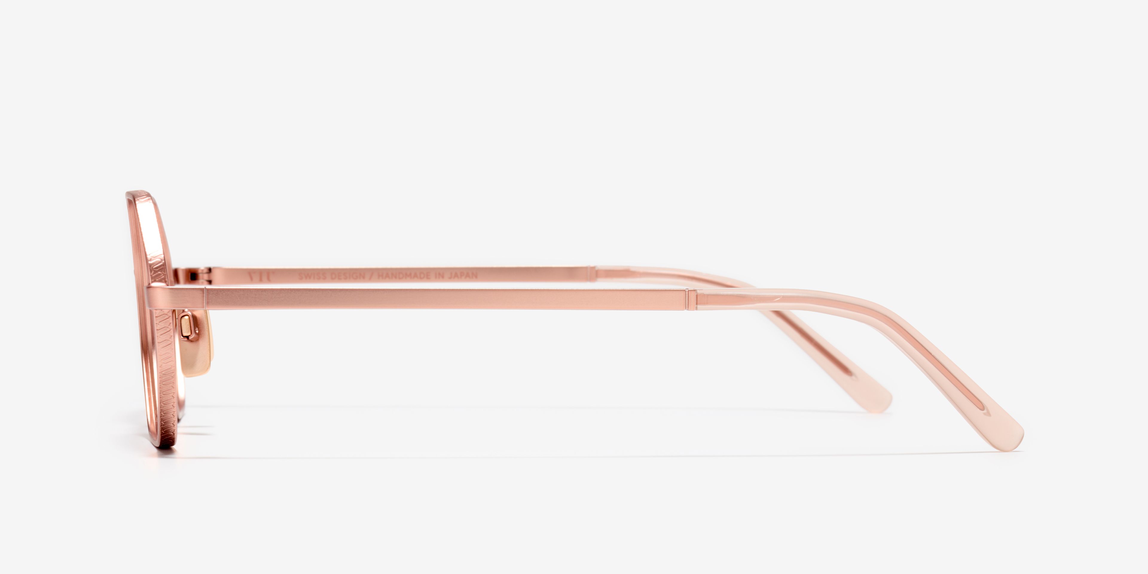 Side image of the frame The Clash in colour Rose Gold and size Medium