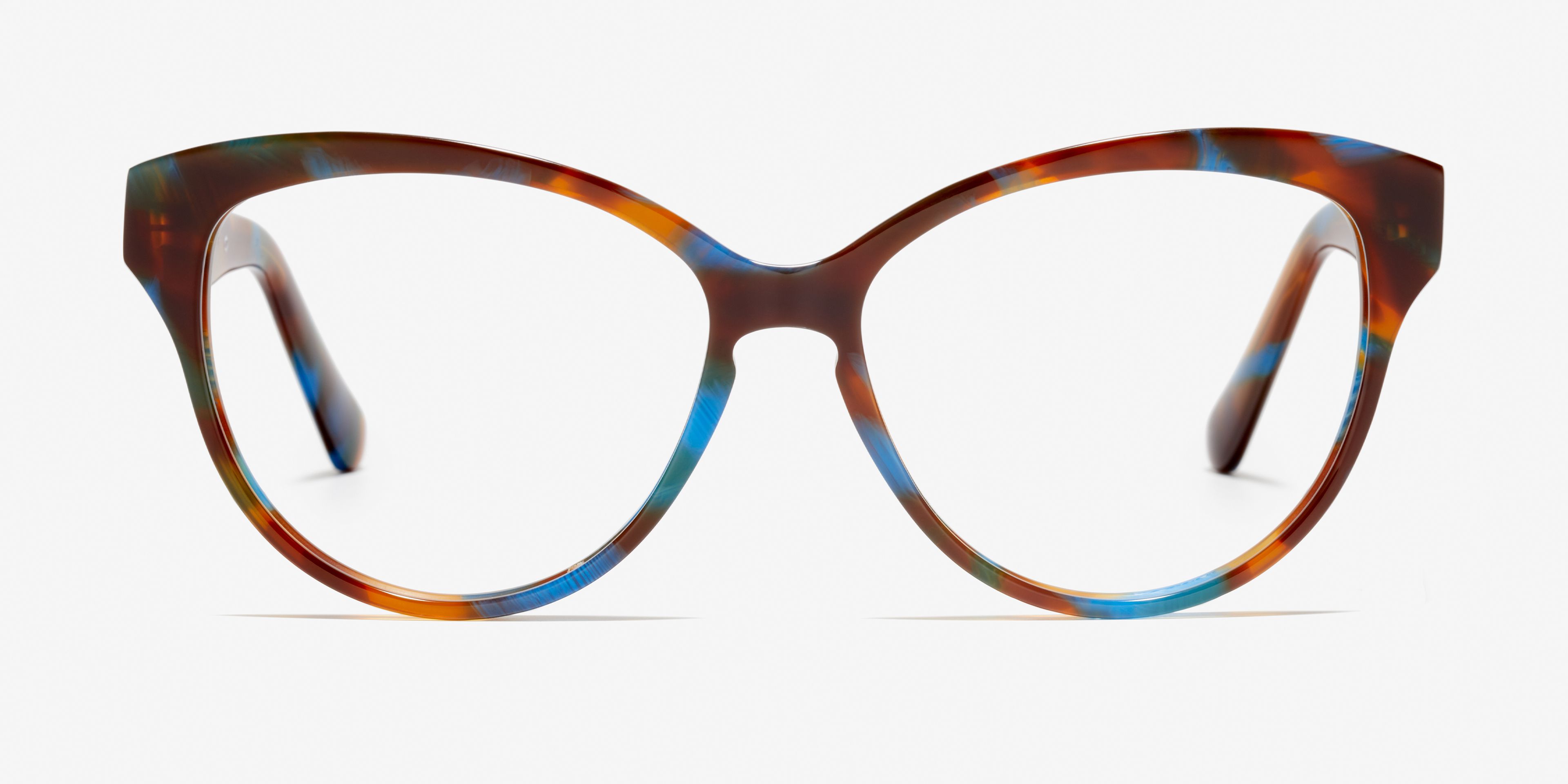 Front image of the frame The Cosmopolitan in colour Blue Tortoise and size Wide