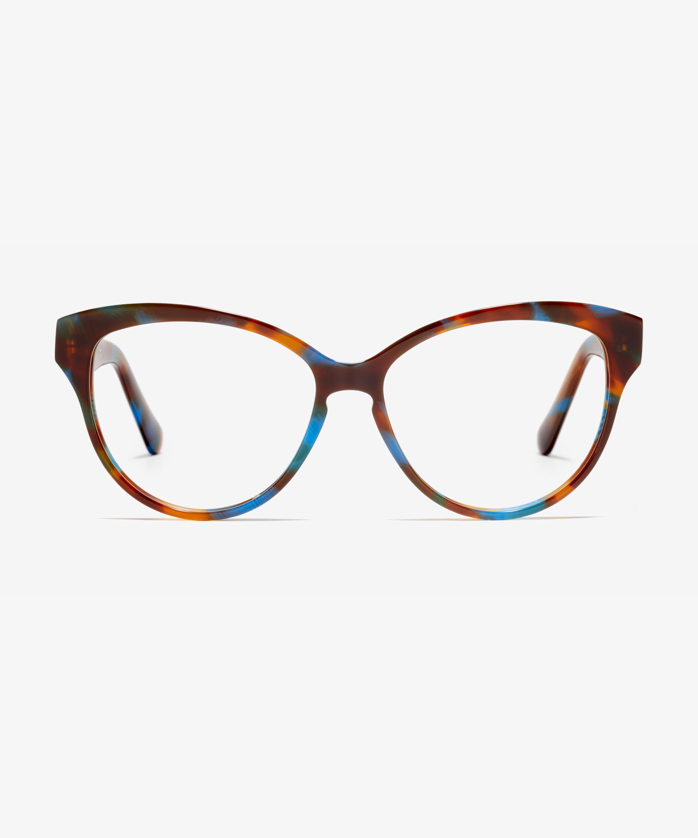 Front image of the frame The Cosmopolitan in colour Blue Tortoise and size Wide