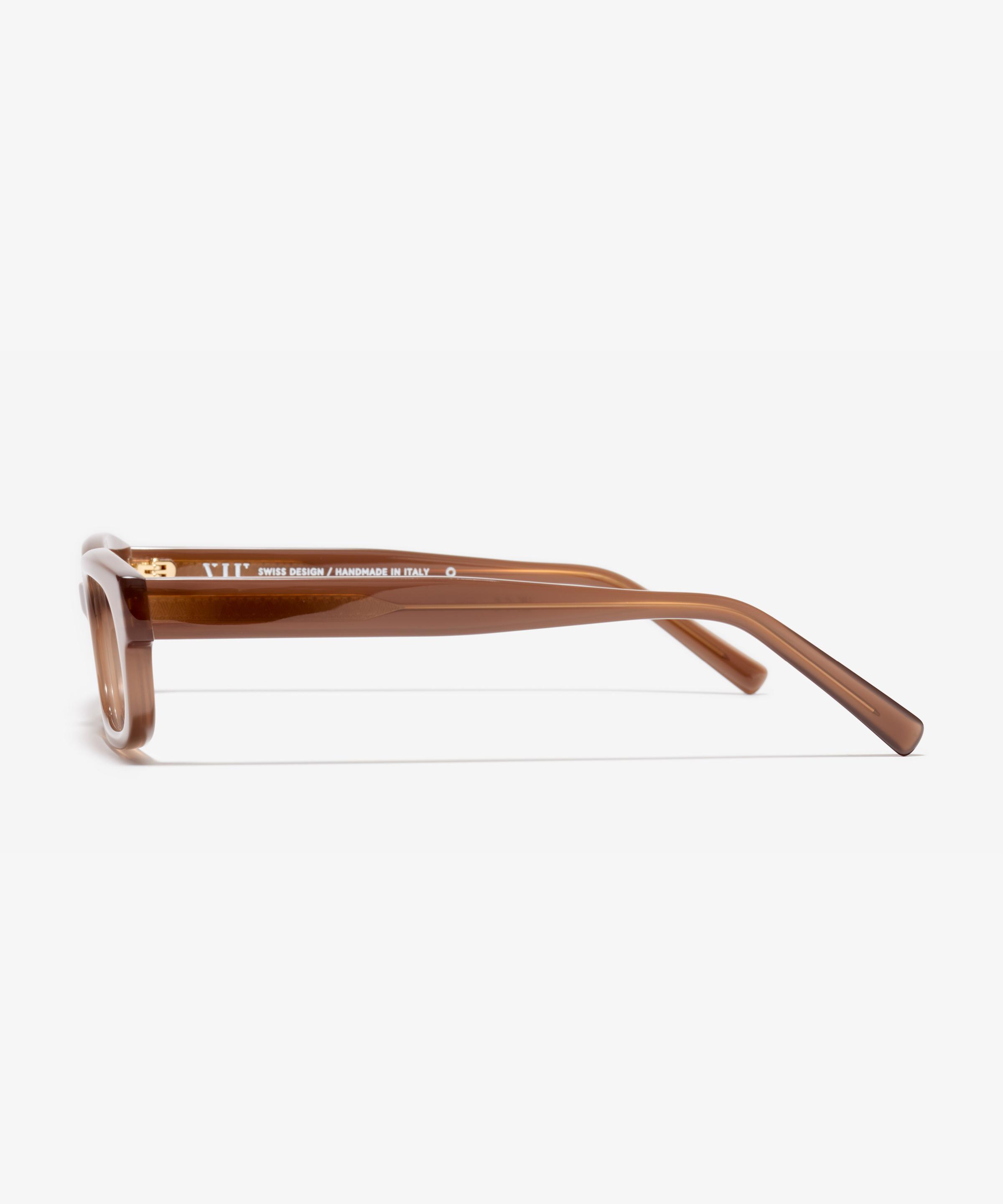 Seite-Bild der Brille The Shameless in Farbe Milky Mocha und Größe Breit