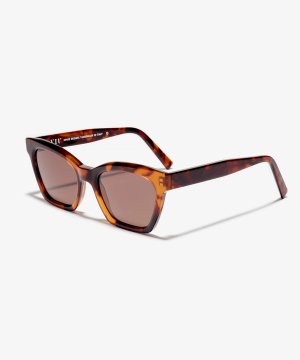 Schräg-Bild der Sonnenbrille The Shade in Farbe Wood Havana und Größe Breit