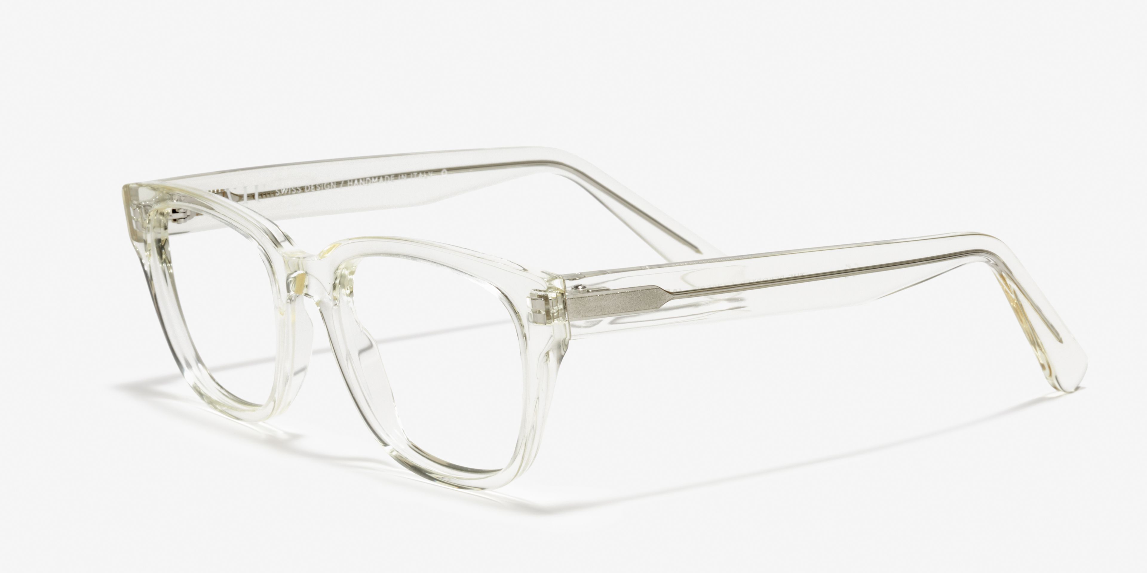 Schräg-Bild der Brille The Reporter in Farbe Pale Yellow und Grösse Mittel