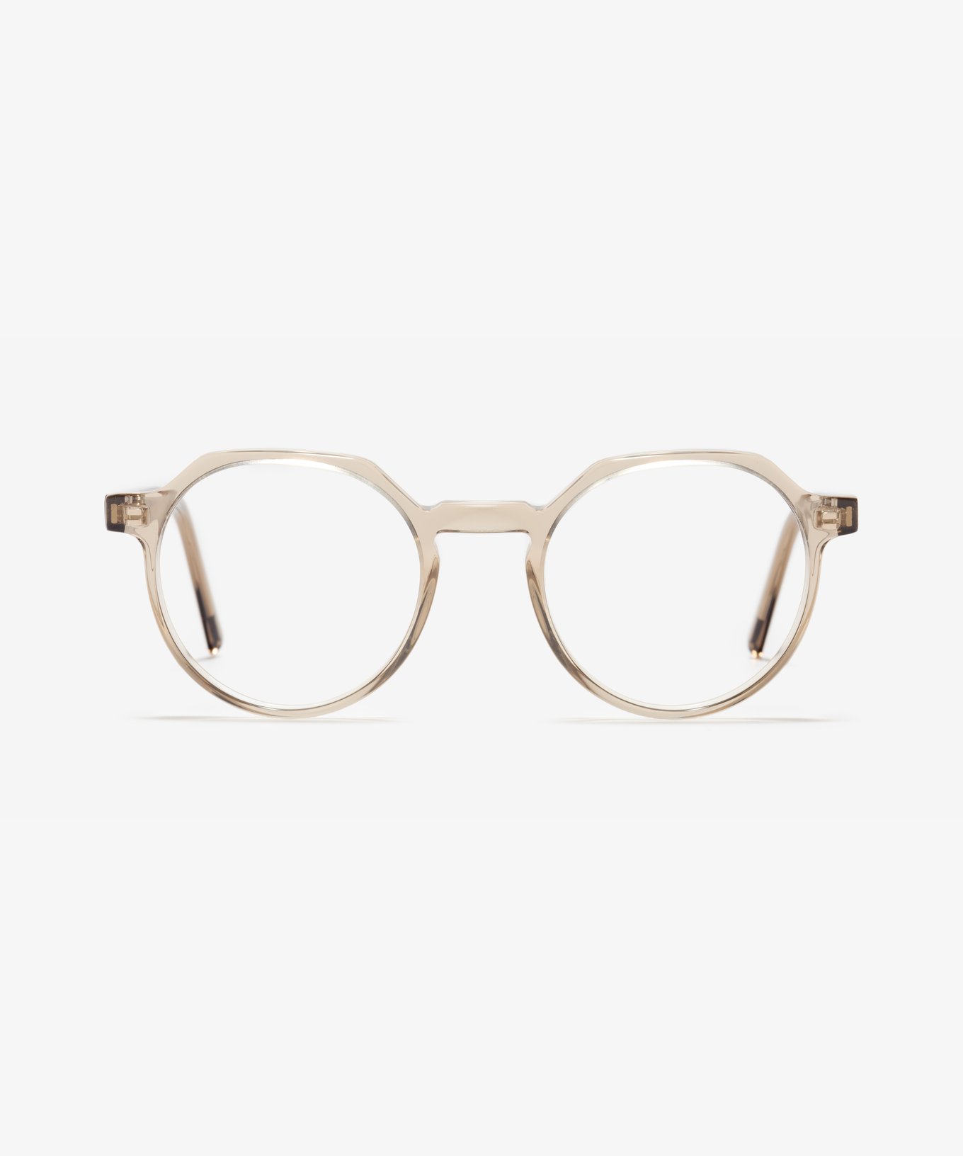 Front-Bild der Brille The Cultivated in Farbe Stone Grey Transparent und Grösse Mittel
