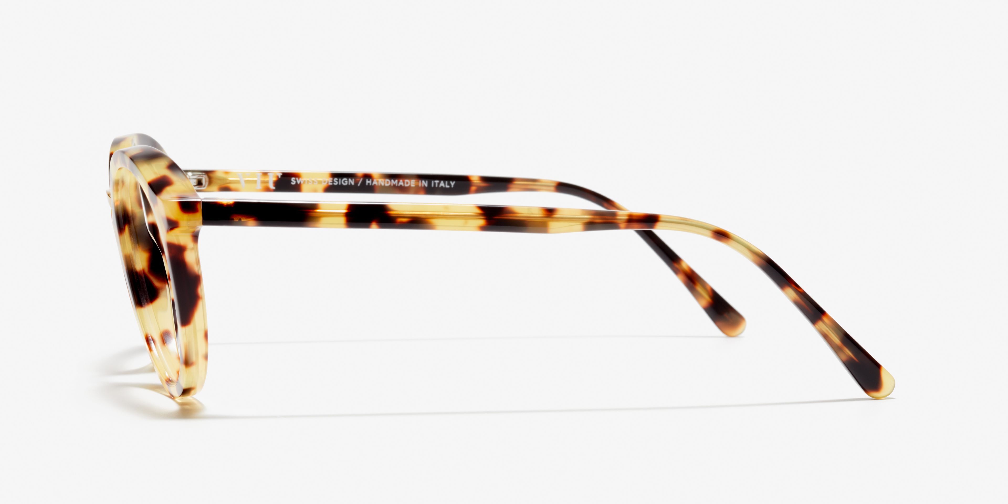 Side image of the frame The Author in colour Gold Tortoise and size Medium