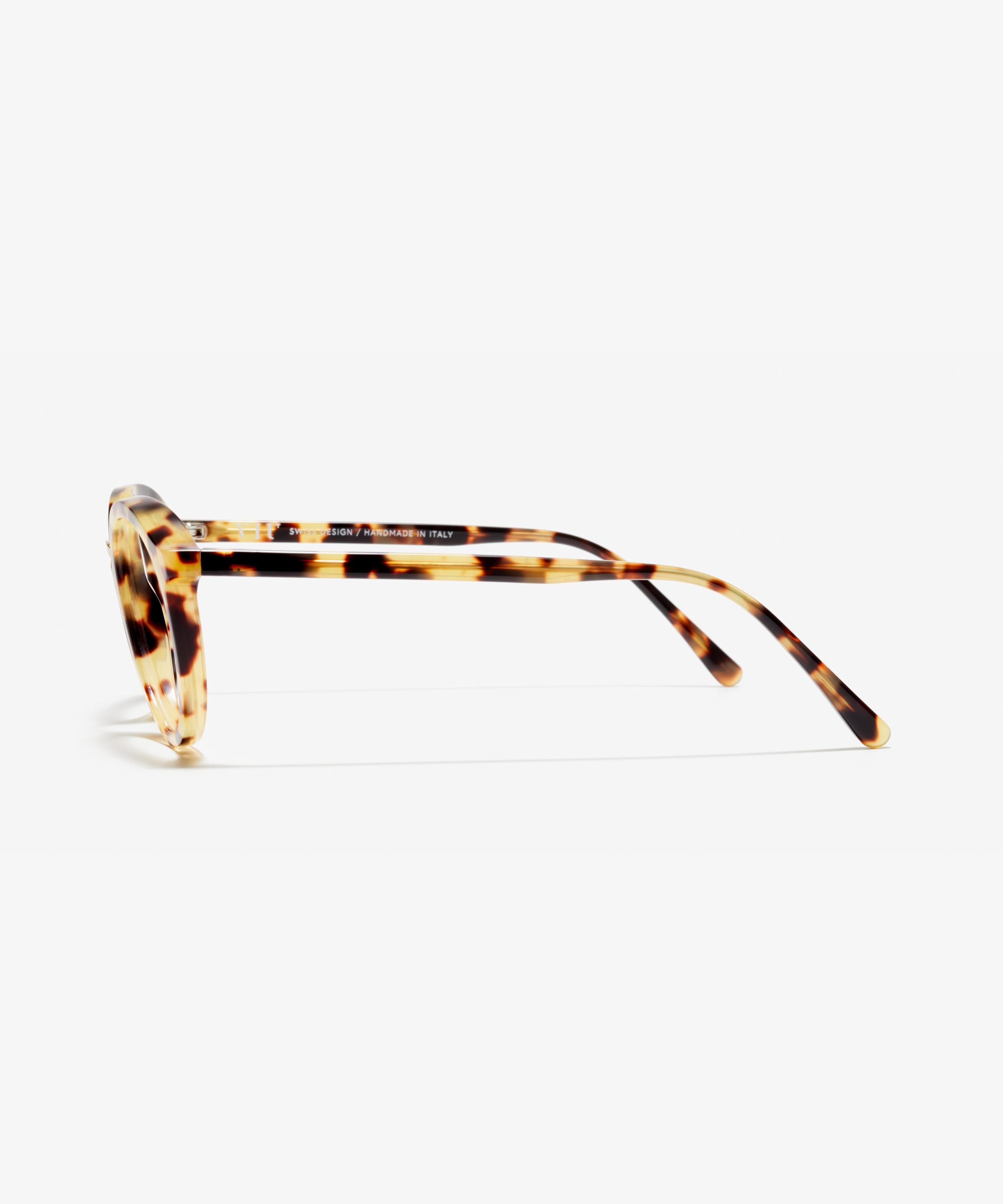 Side image of the frame The Author in colour Gold Tortoise and size Medium