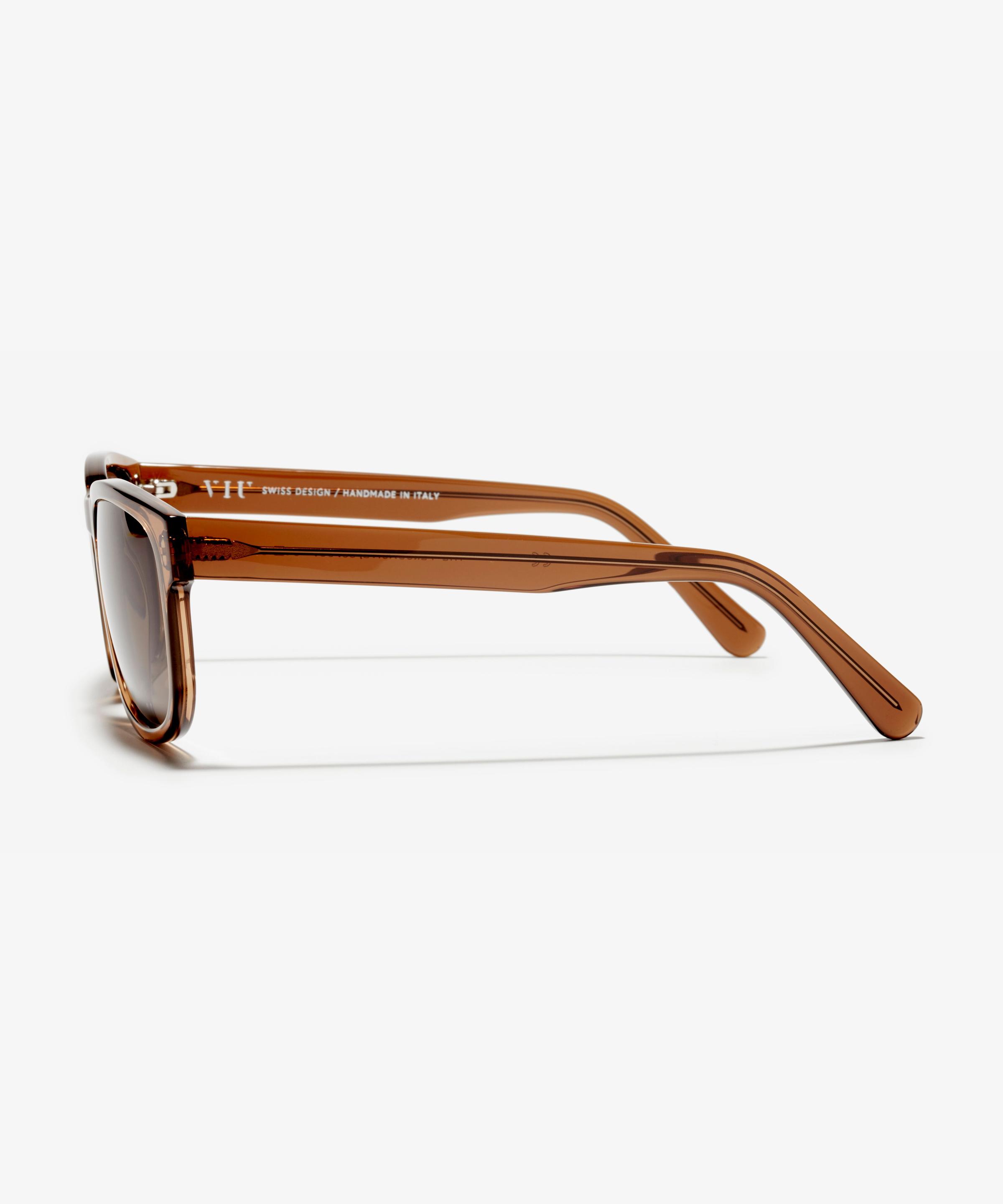 Side image of the sunglasses The Persuasive in colour Rust and size Wide