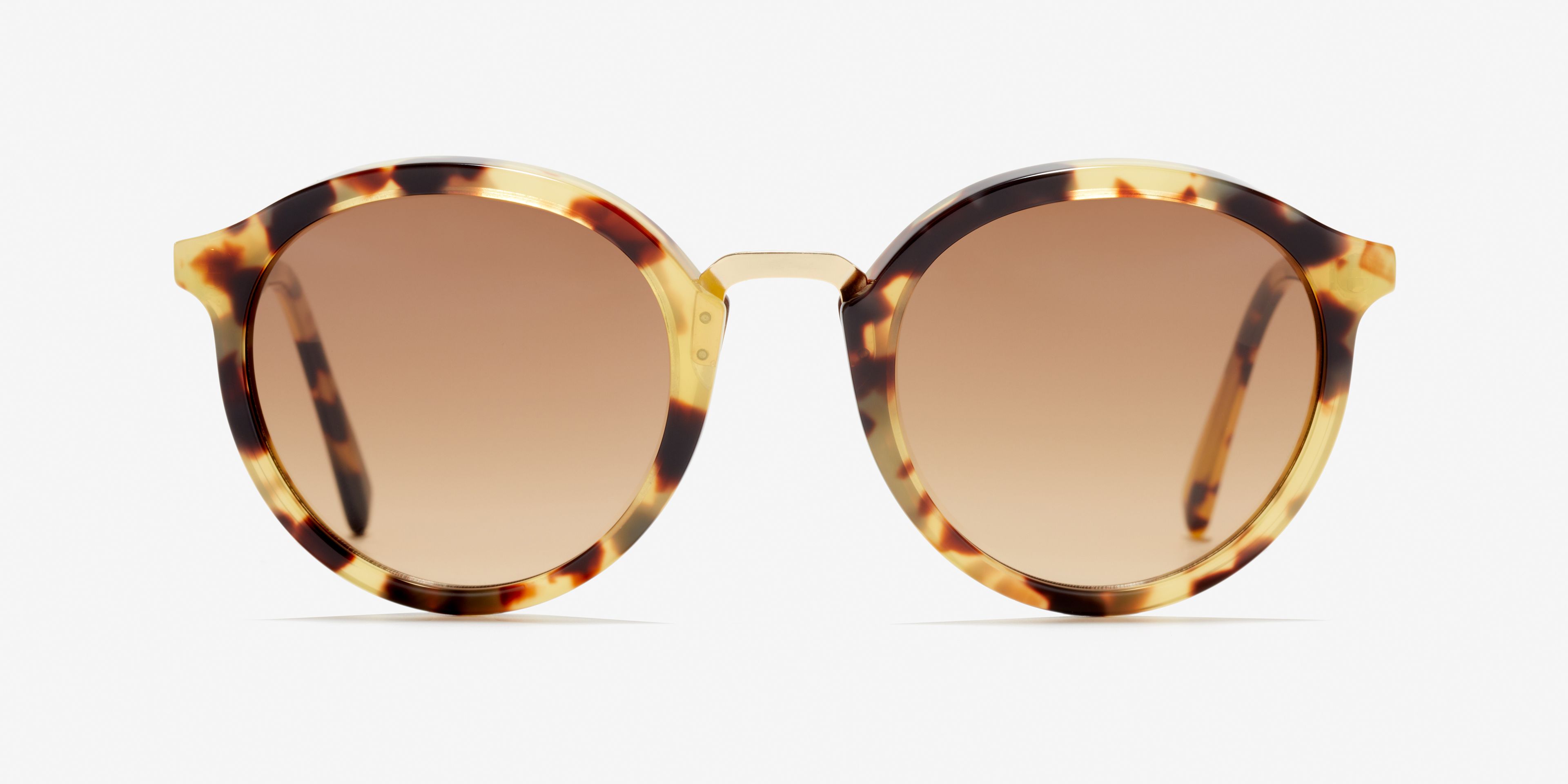 Front image of the sunglasses The Author in colour Gold Tortoise and size Medium