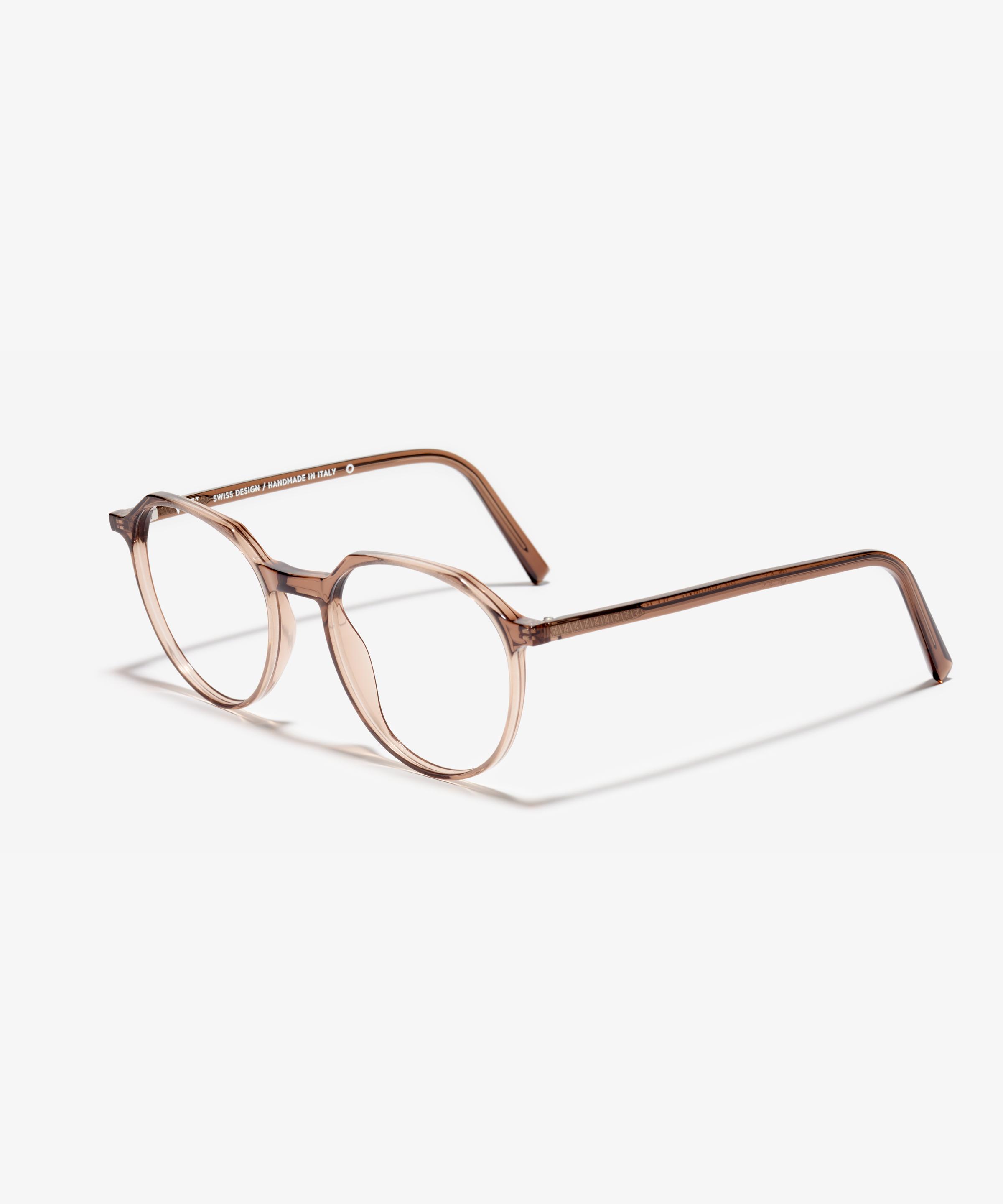 Schräg-Bild der Brille The Fortunate in Farbe Camel und Größe Mittel