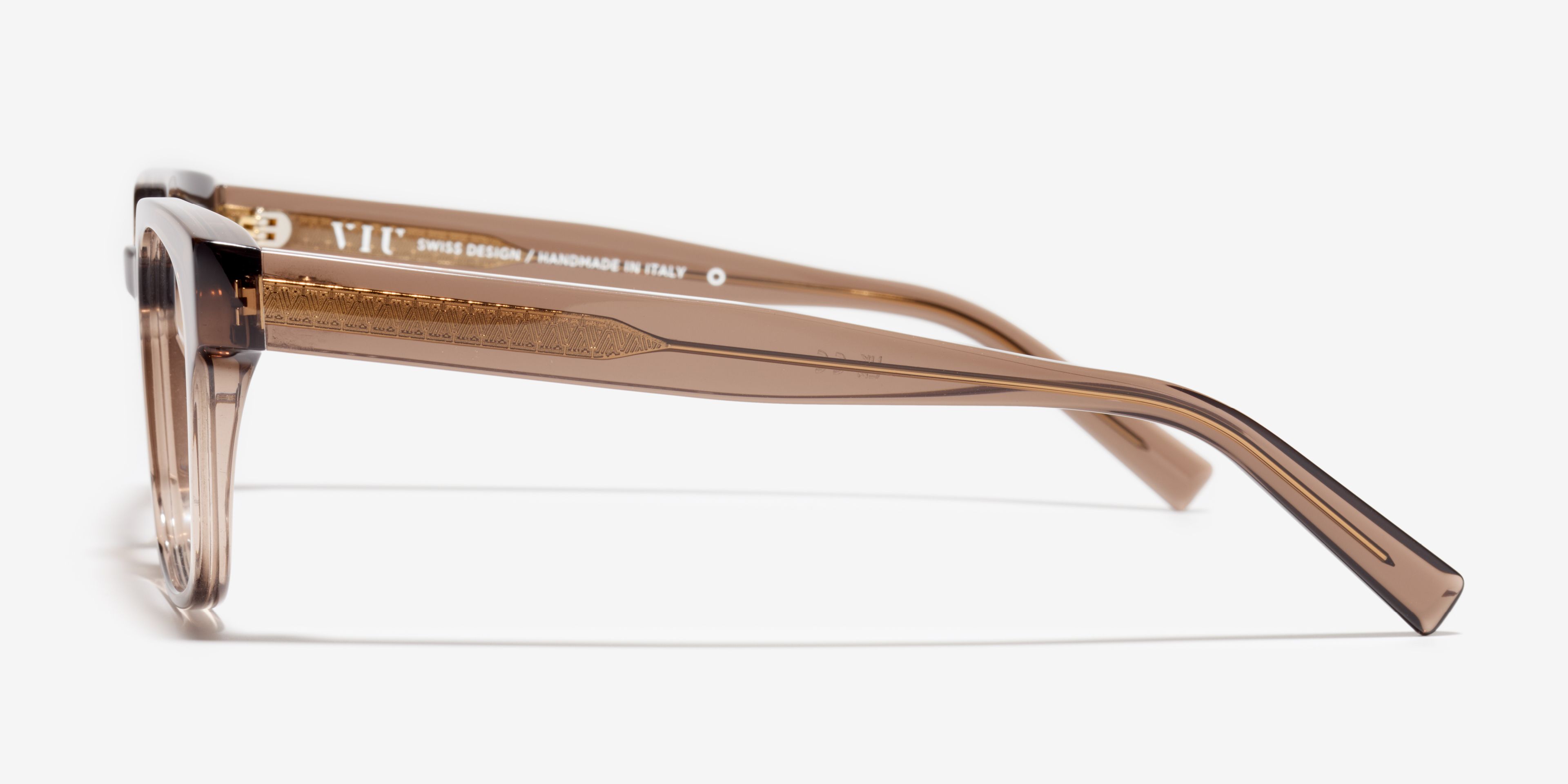 Seite-Bild der Brille The Fresh in Farbe Brown Transparent und Größe Breit
