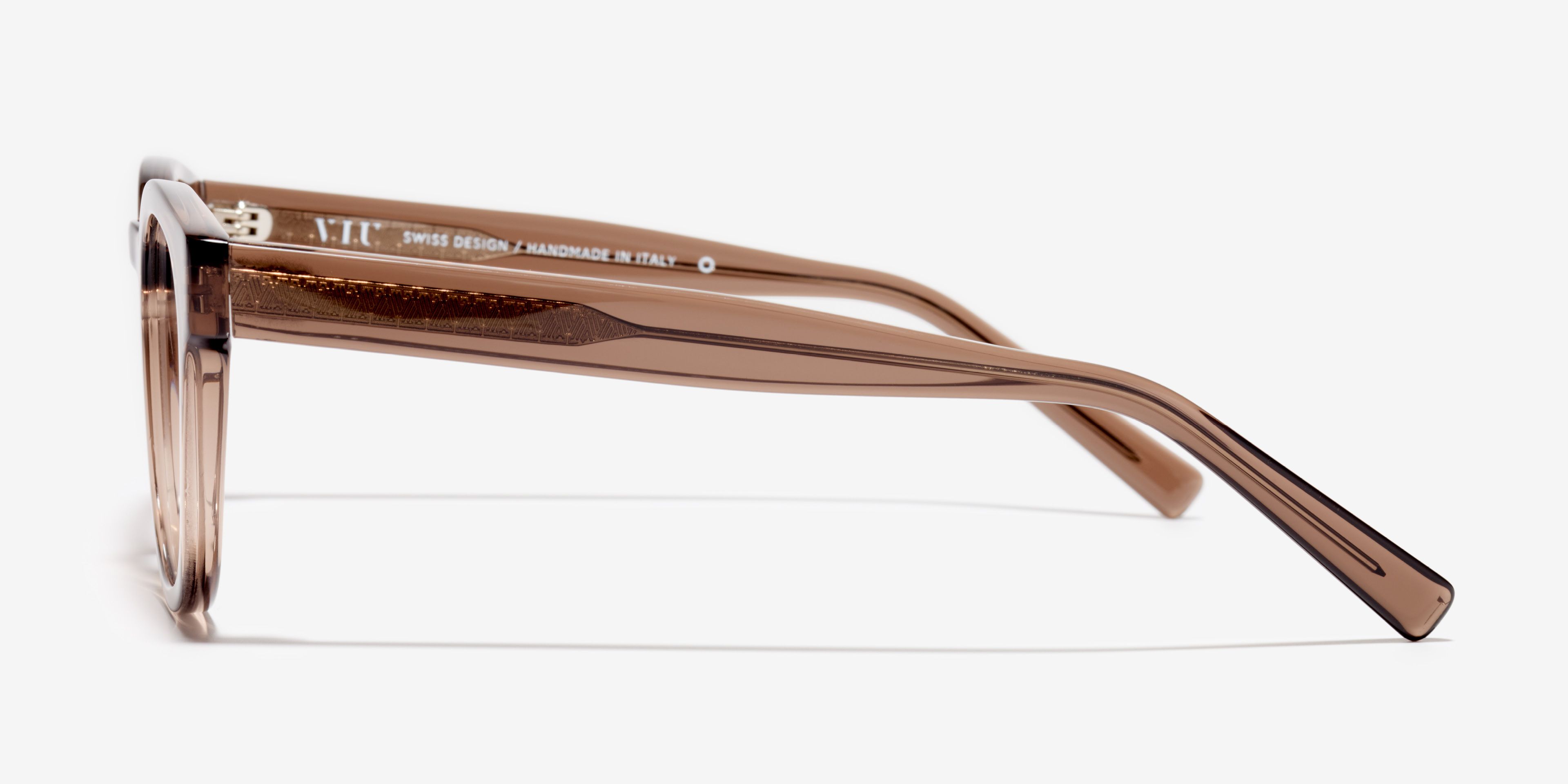 Seite-Bild der Brille The Gambit in Farbe Brown Transparent und Grösse Breit